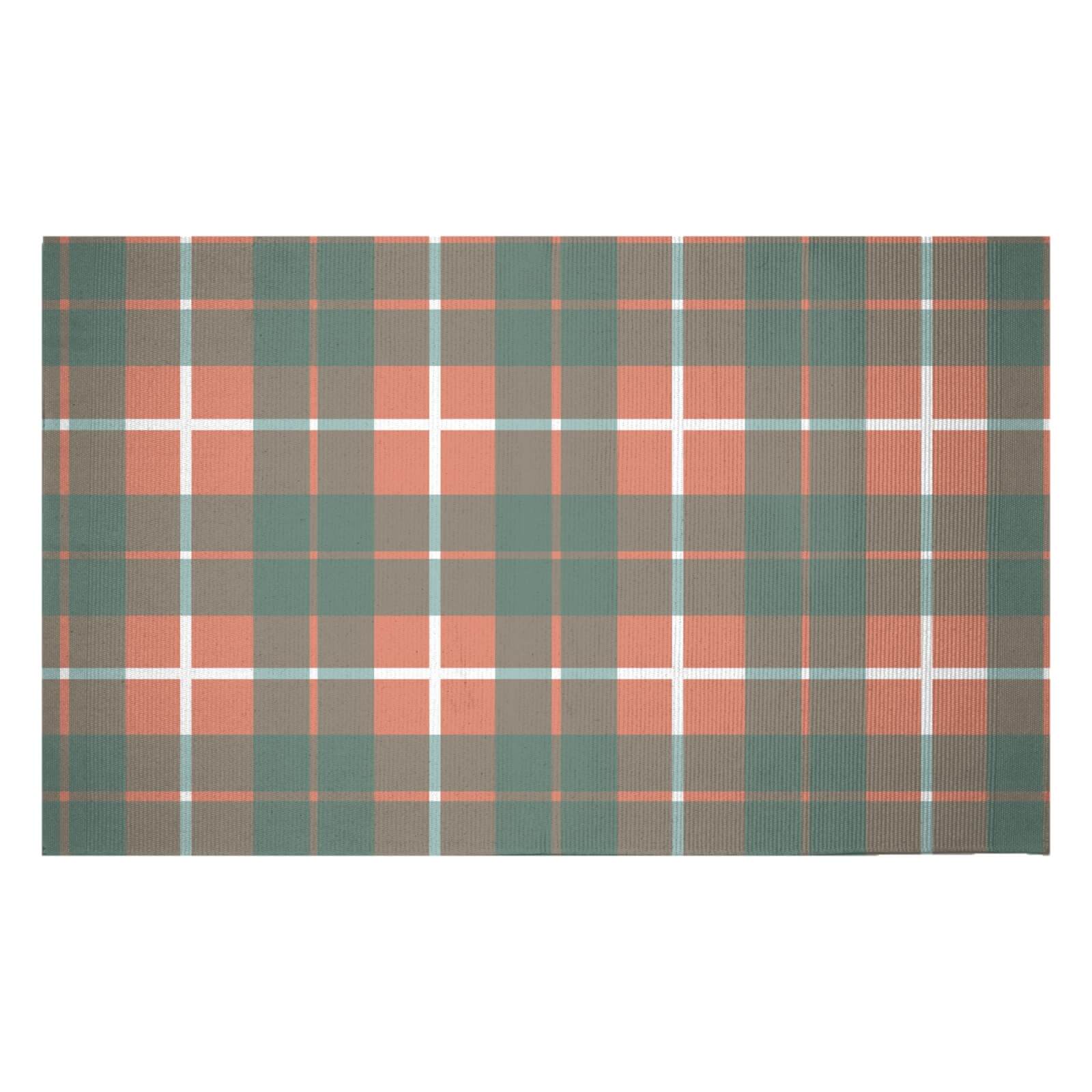 Tartan Orange Woven Rug - Small
