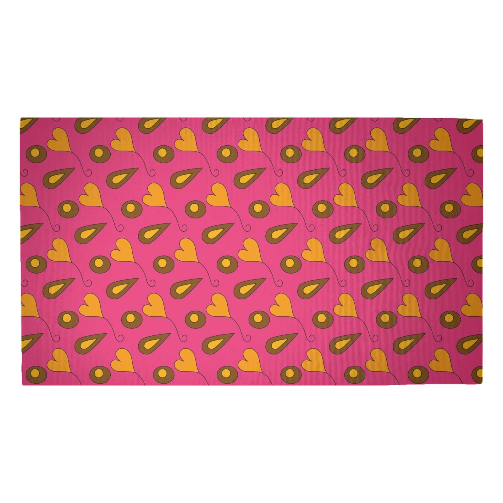 Retro Hearts And Leaves Woven Rug - Medium