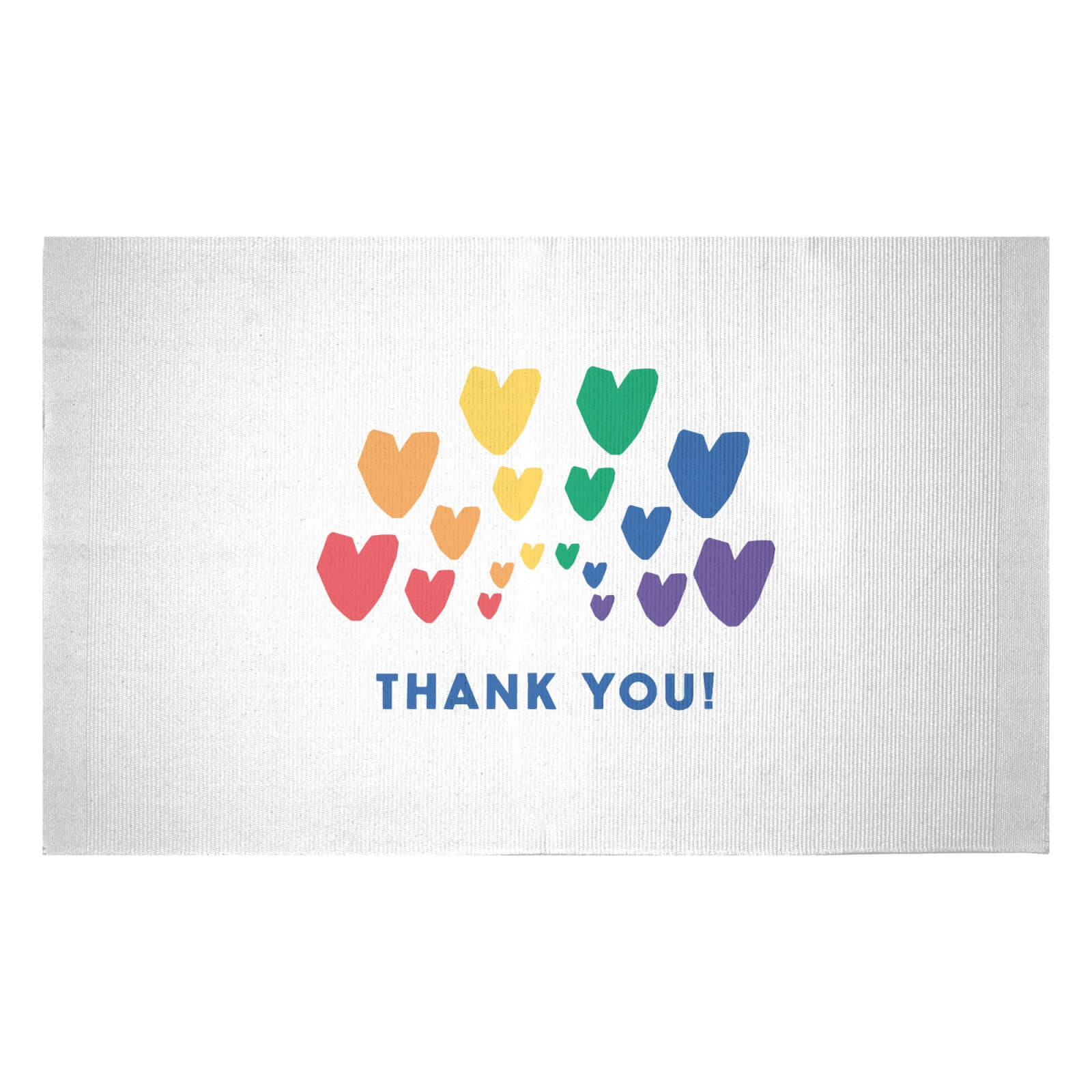 Thank You Rainbow Hearts Woven Rug - Small