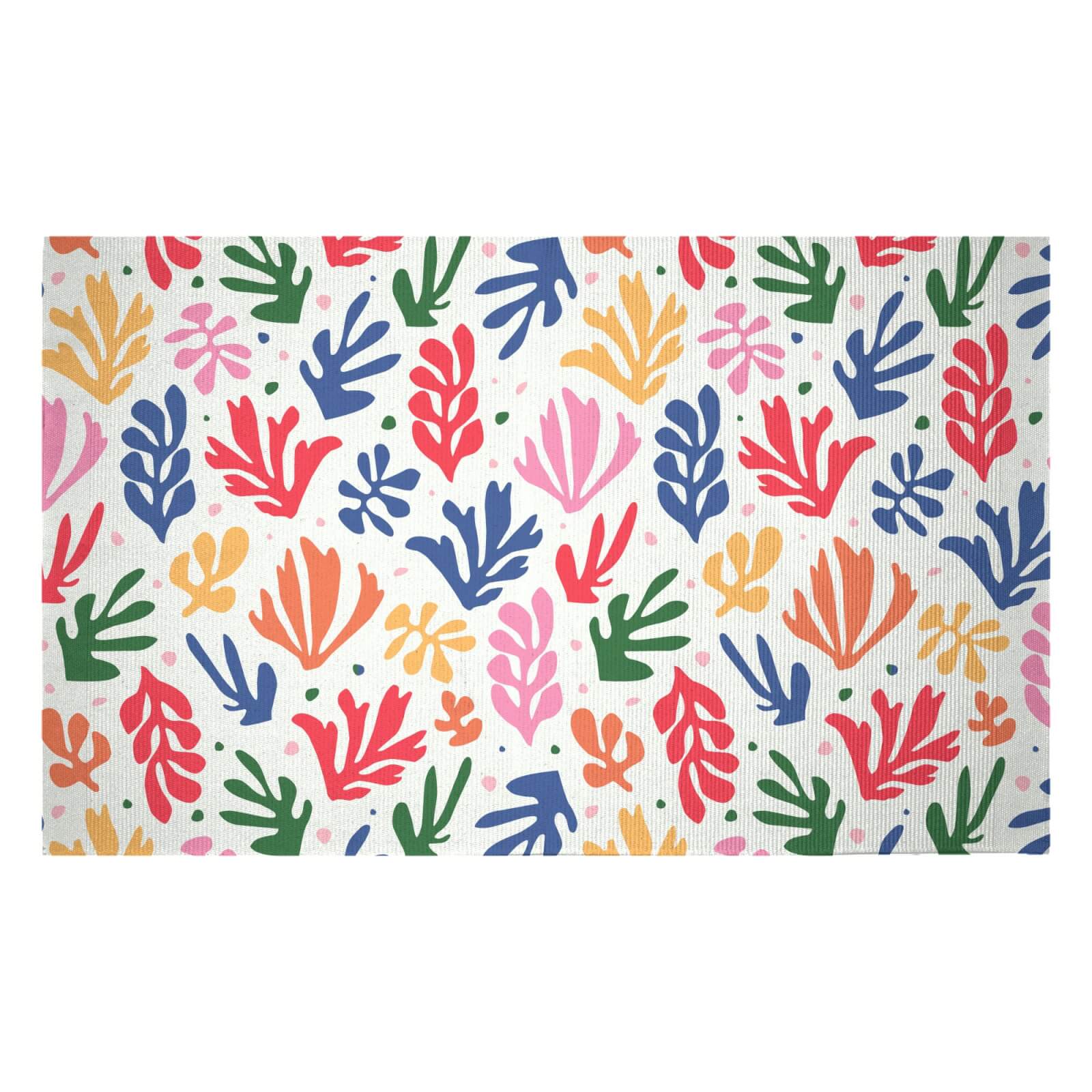 Rainbow Leaves Woven Rug - Small