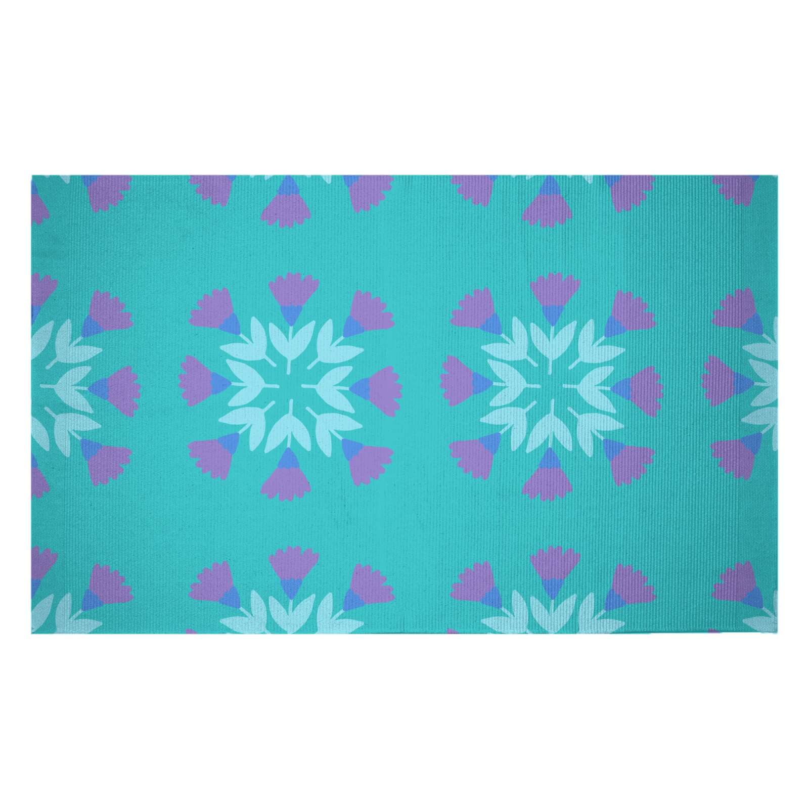 Retro Flower Circles Woven Rug - Small