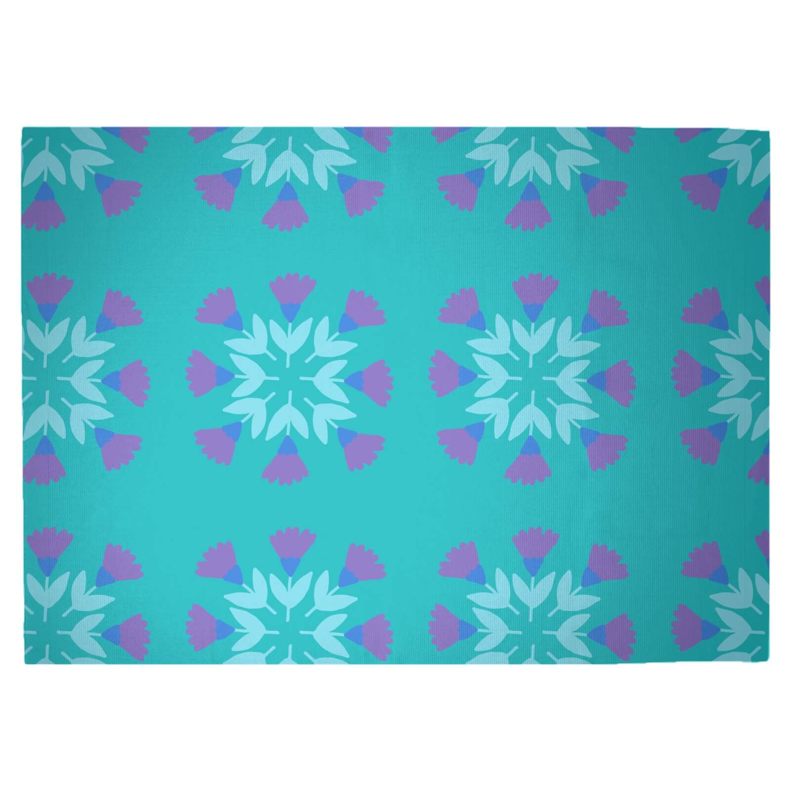 Retro Flower Circles Woven Rug - Large