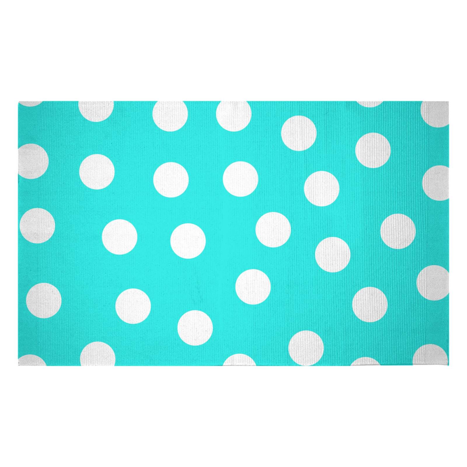 Turquoise Polka Dots Woven Rug - Small