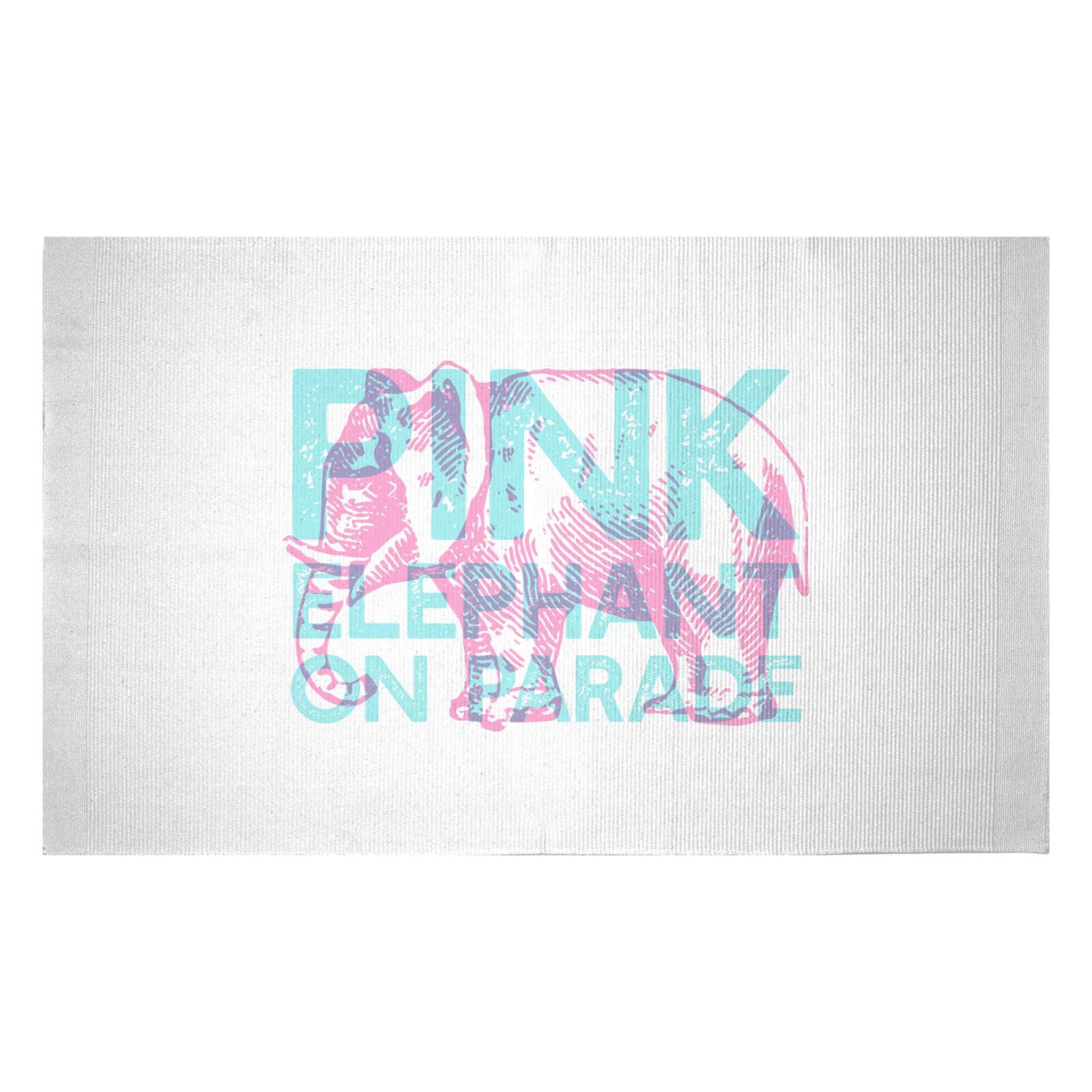 Pink Elephant Woven Rug - Small