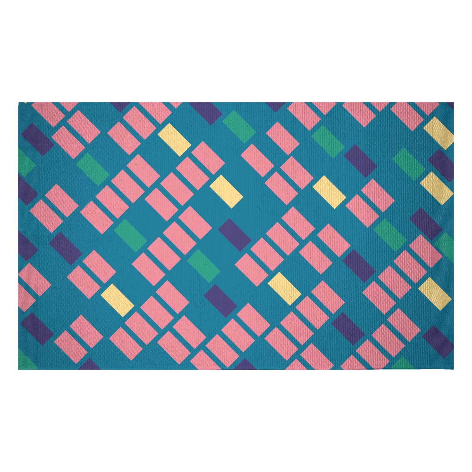 Rainbow Scattered Lines Woven Rug - Small