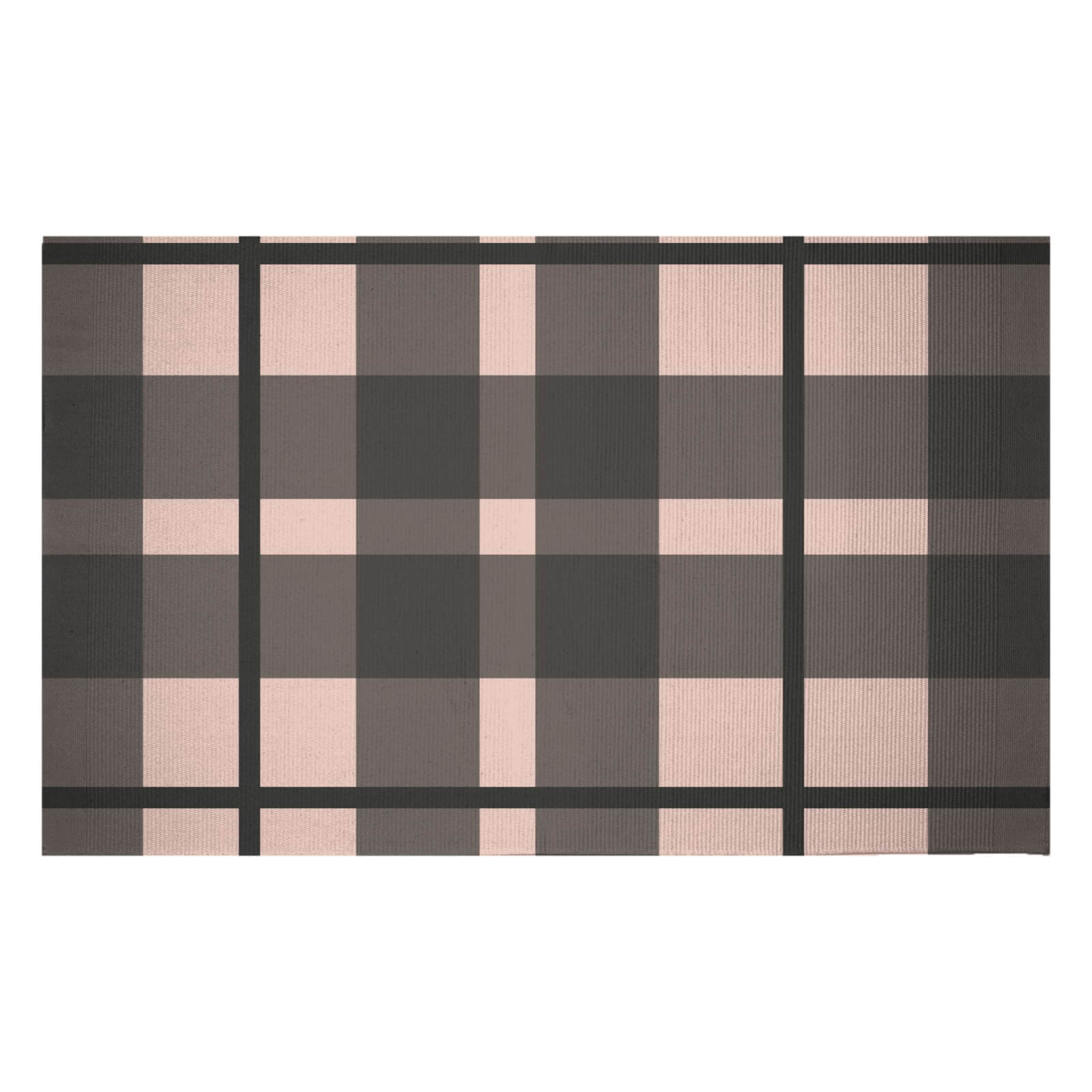 Tartan Black And Pink Woven Rug - Small