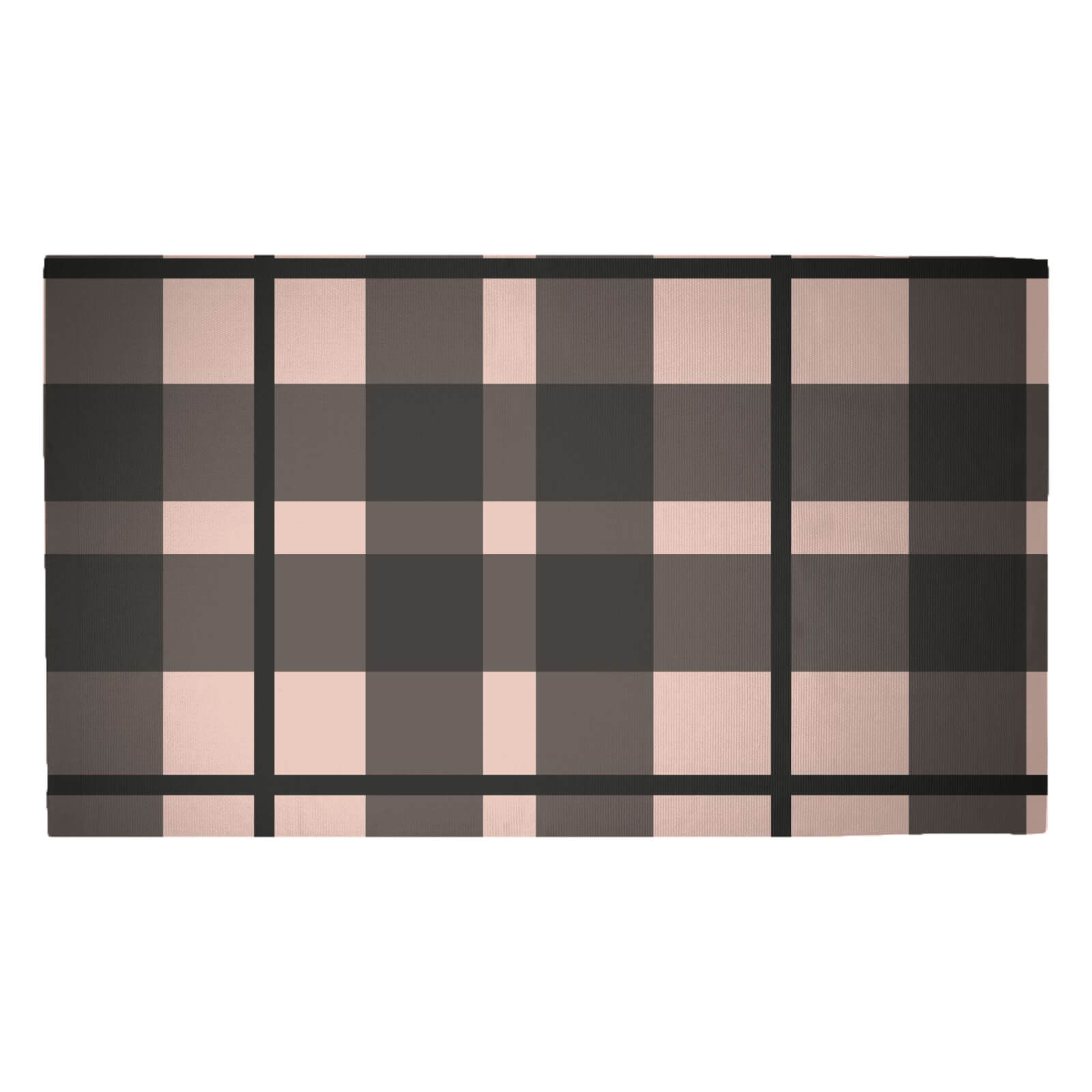 Tartan Black And Pink Woven Rug - Medium