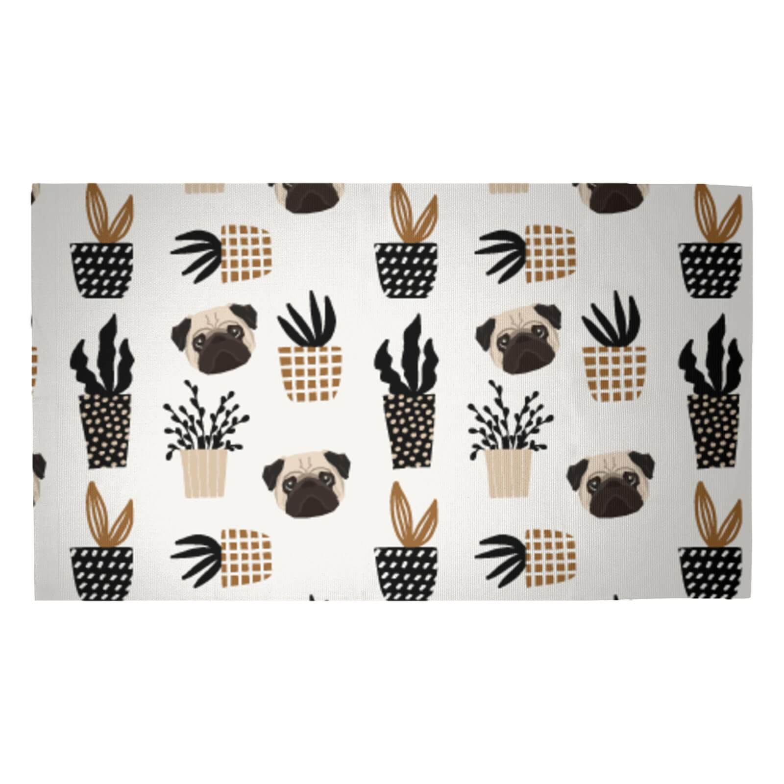Pug & Cactus Woven Rug - Medium