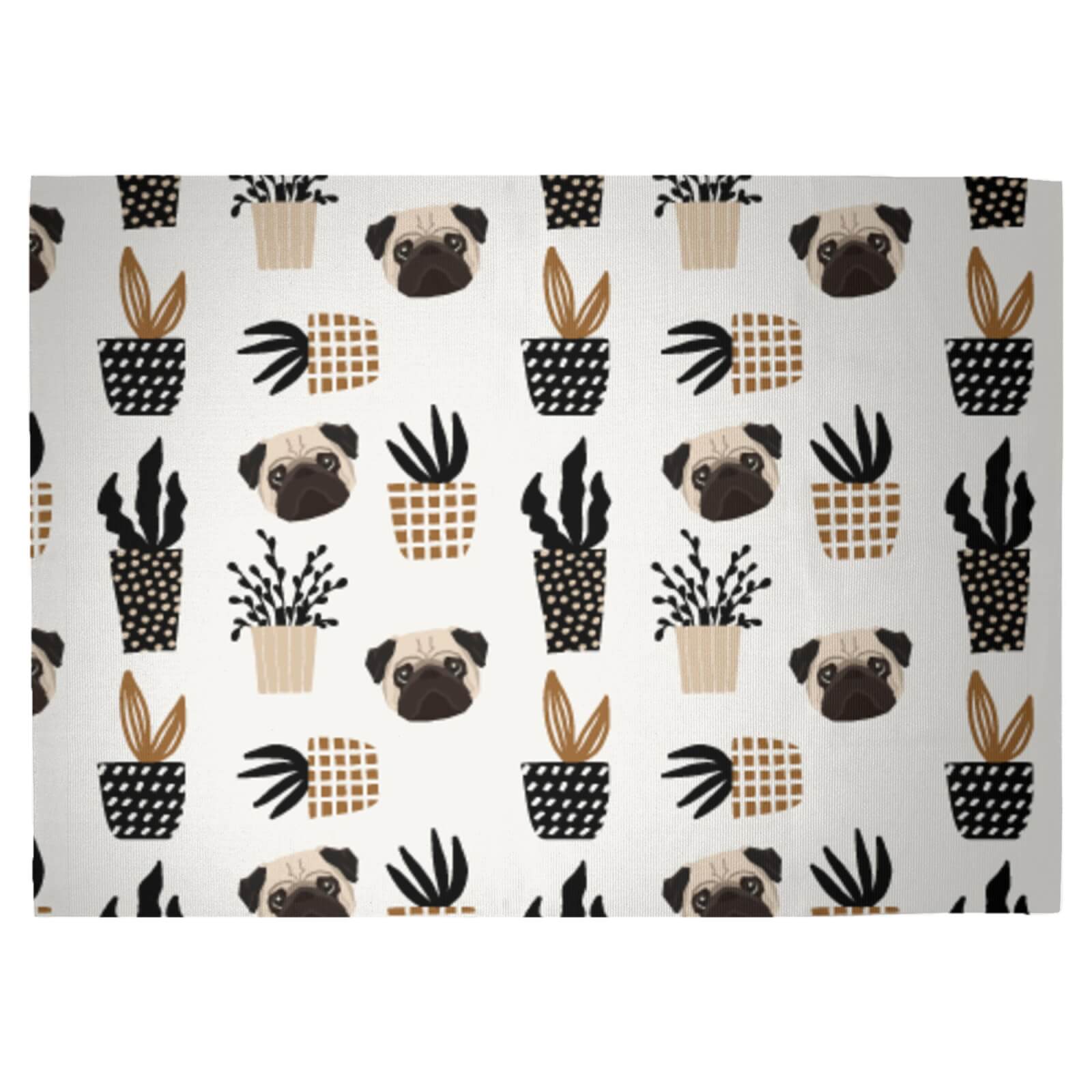 Pug & Cactus Woven Rug - Large