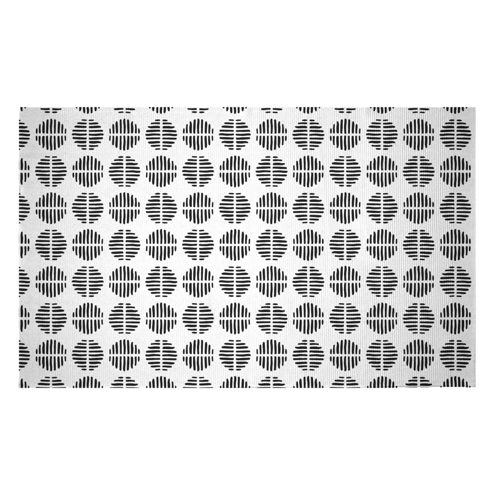 Retro Black And White Circles Woven Rug - Small