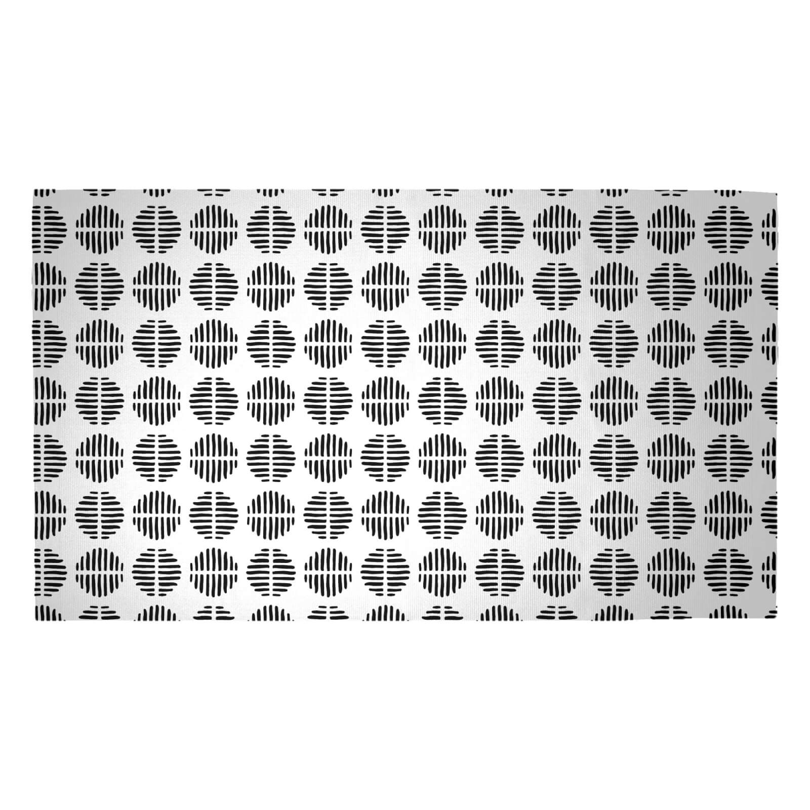 Retro Black And White Circles Woven Rug - Medium