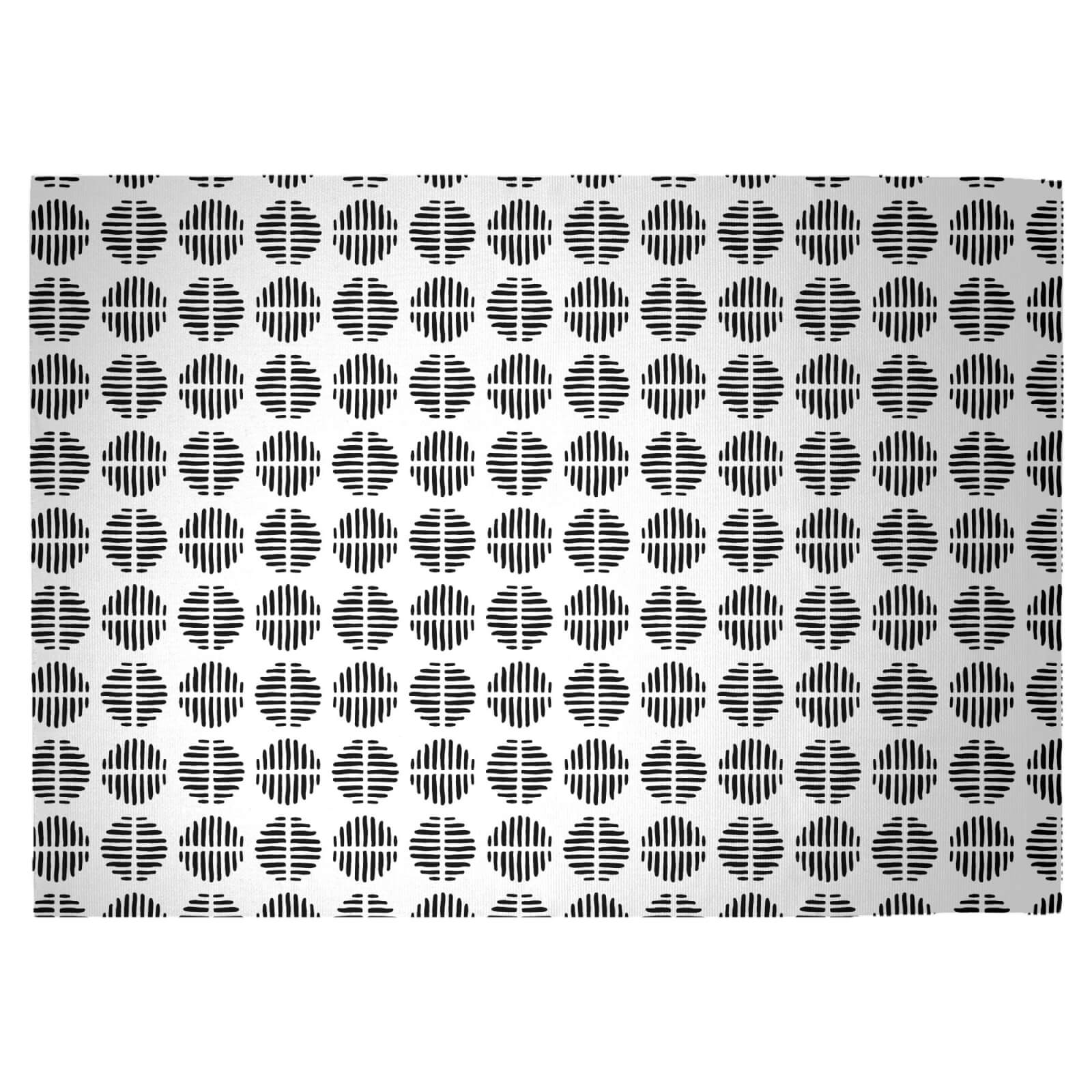 Retro Black And White Circles Woven Rug - Large