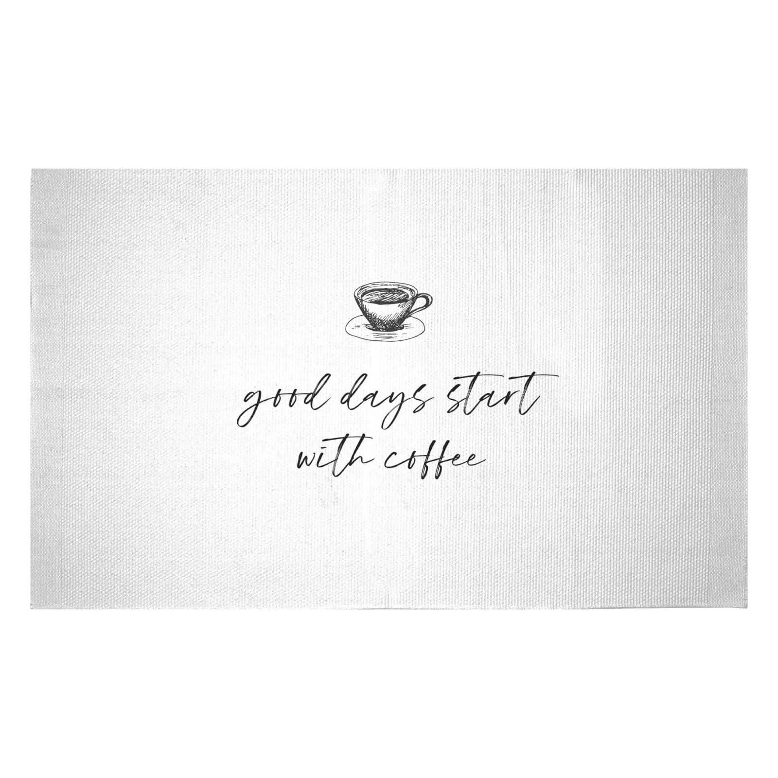 Good Days Start With Coffee Woven Rug - Small