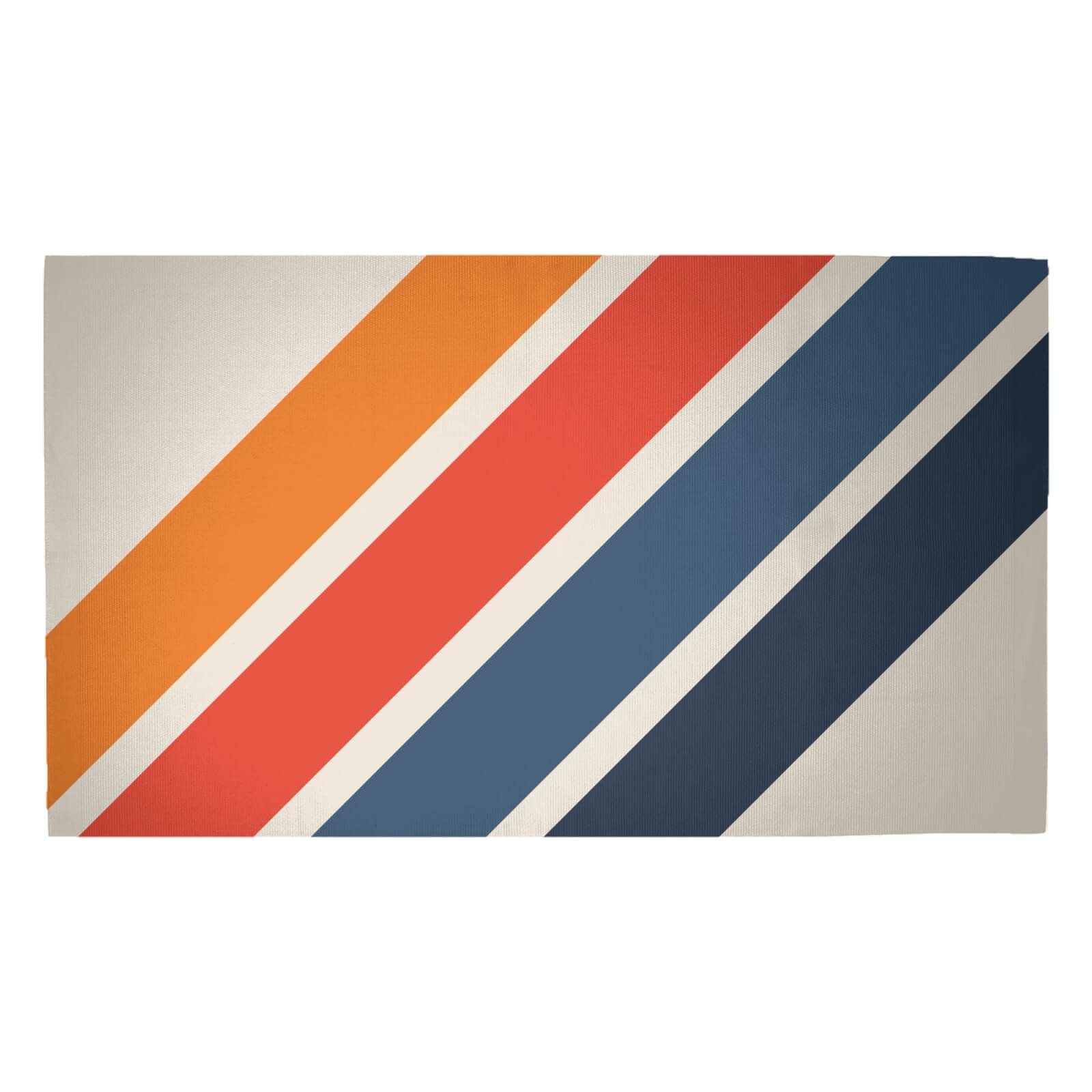 Blue Orange Retro Stripes Woven Rug - Medium