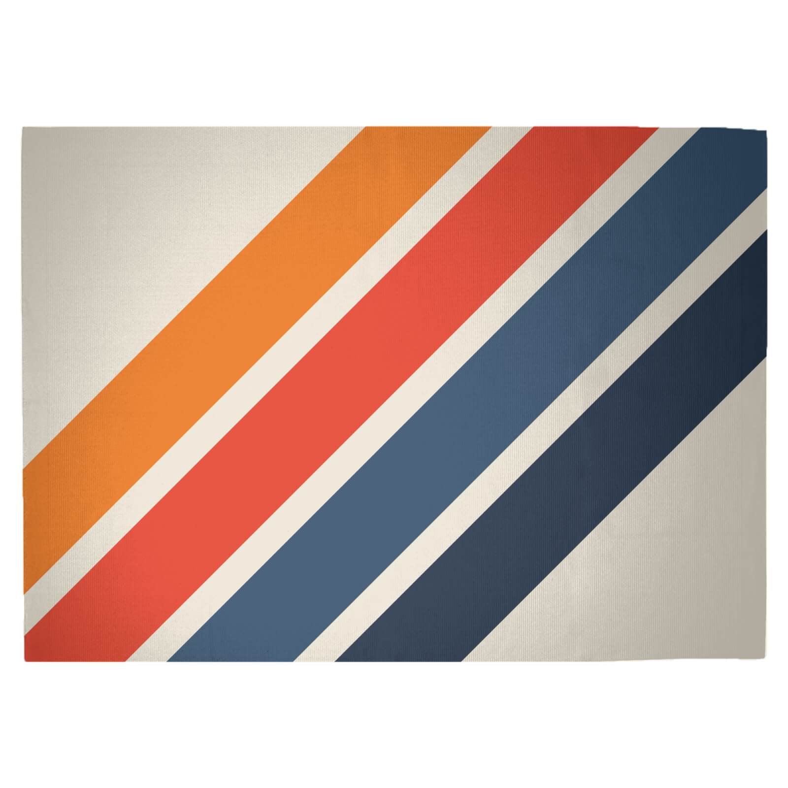 Blue Orange Retro Stripes Woven Rug - Large