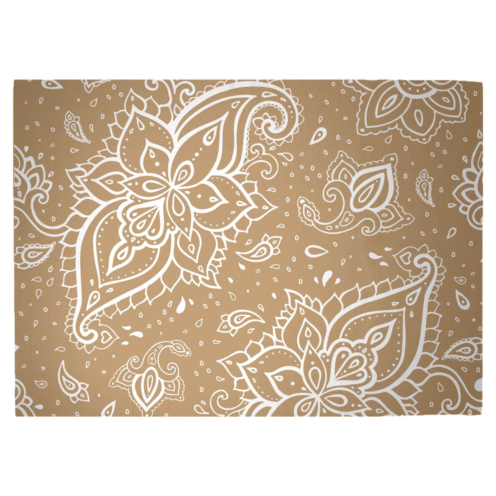 Dark Beige Paisley Woven Rug - Large