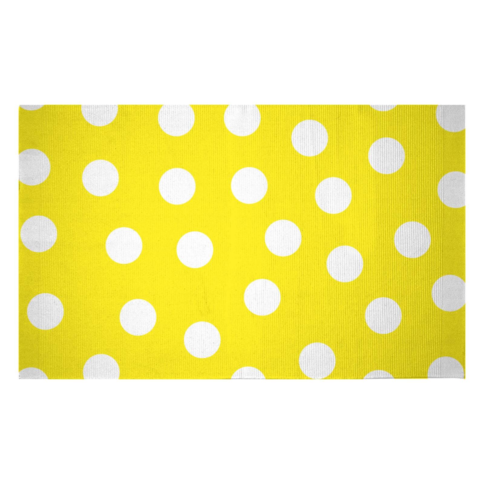 Yellow Polka Dots Woven Rug - Small