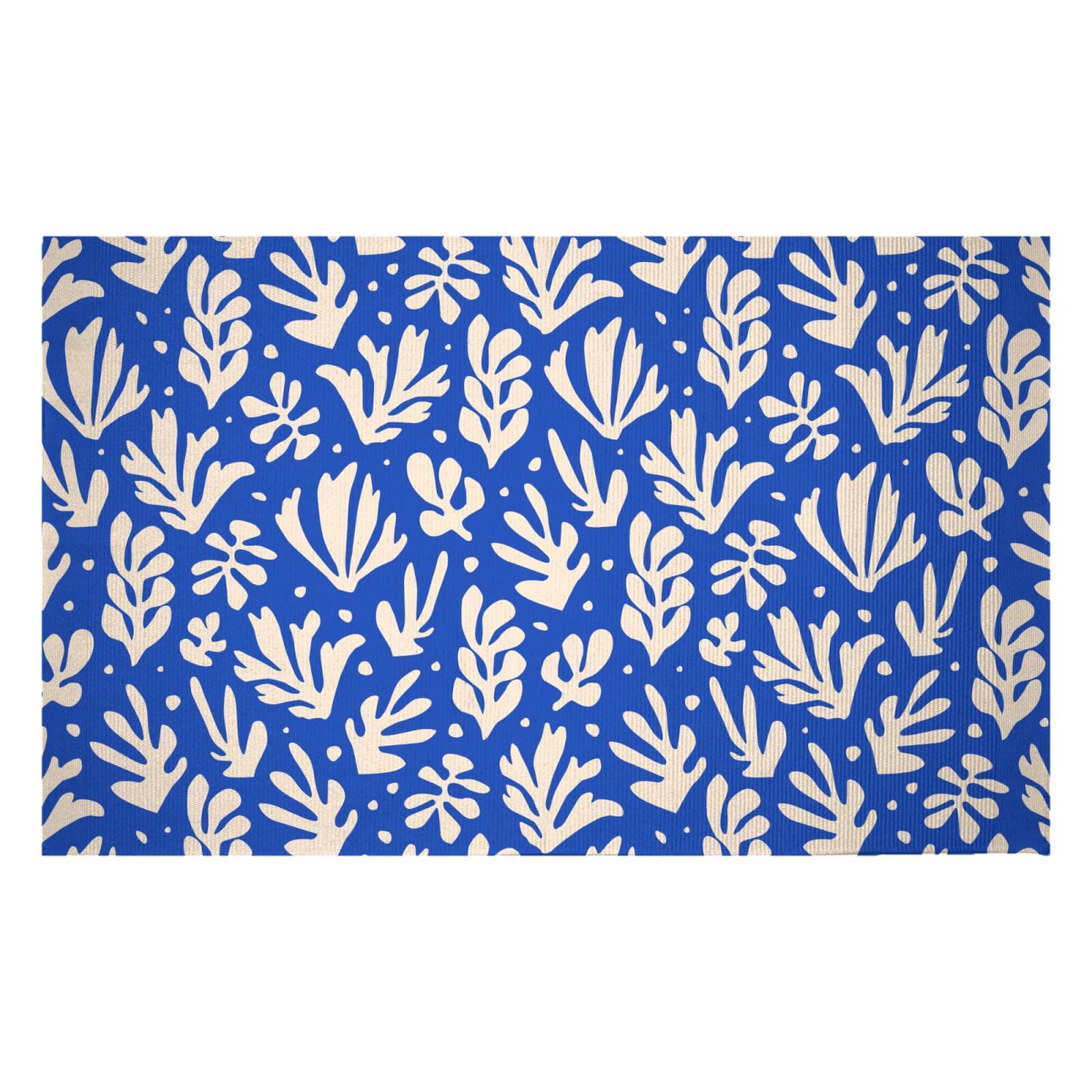 Cool Tone Leaves Woven Rug - Small