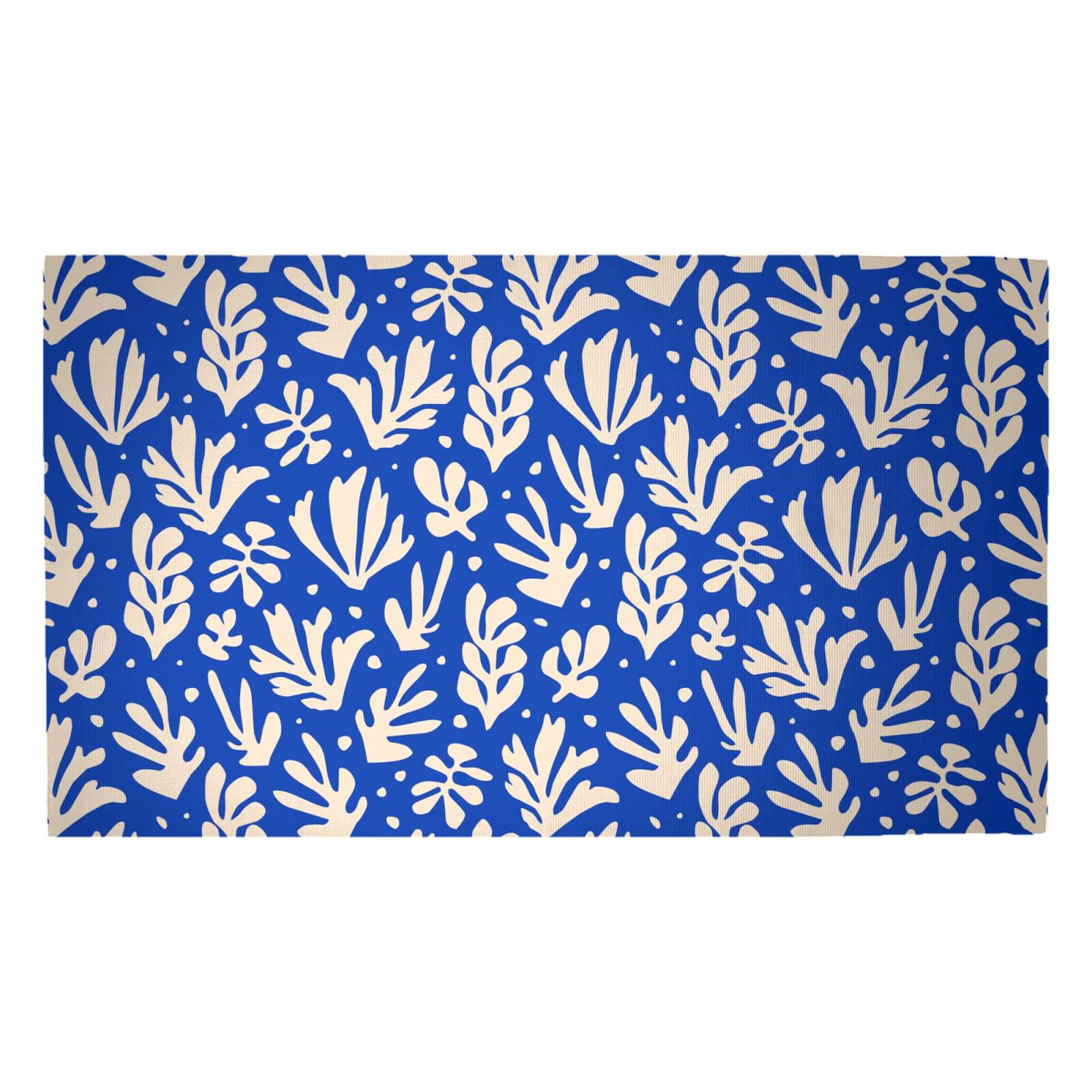 Cool Tone Leaves Woven Rug - Medium