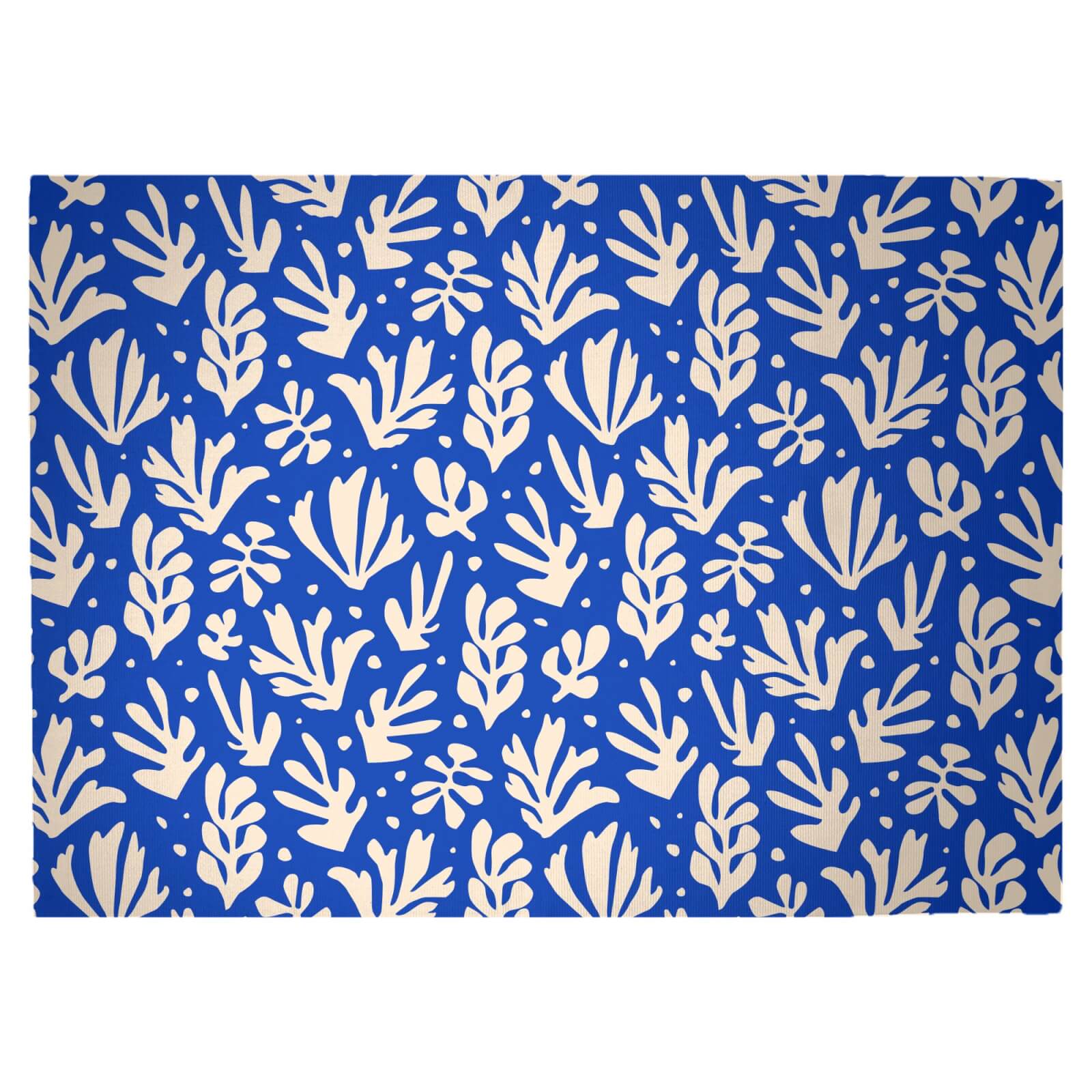 Cool Tone Leaves Woven Rug - Large