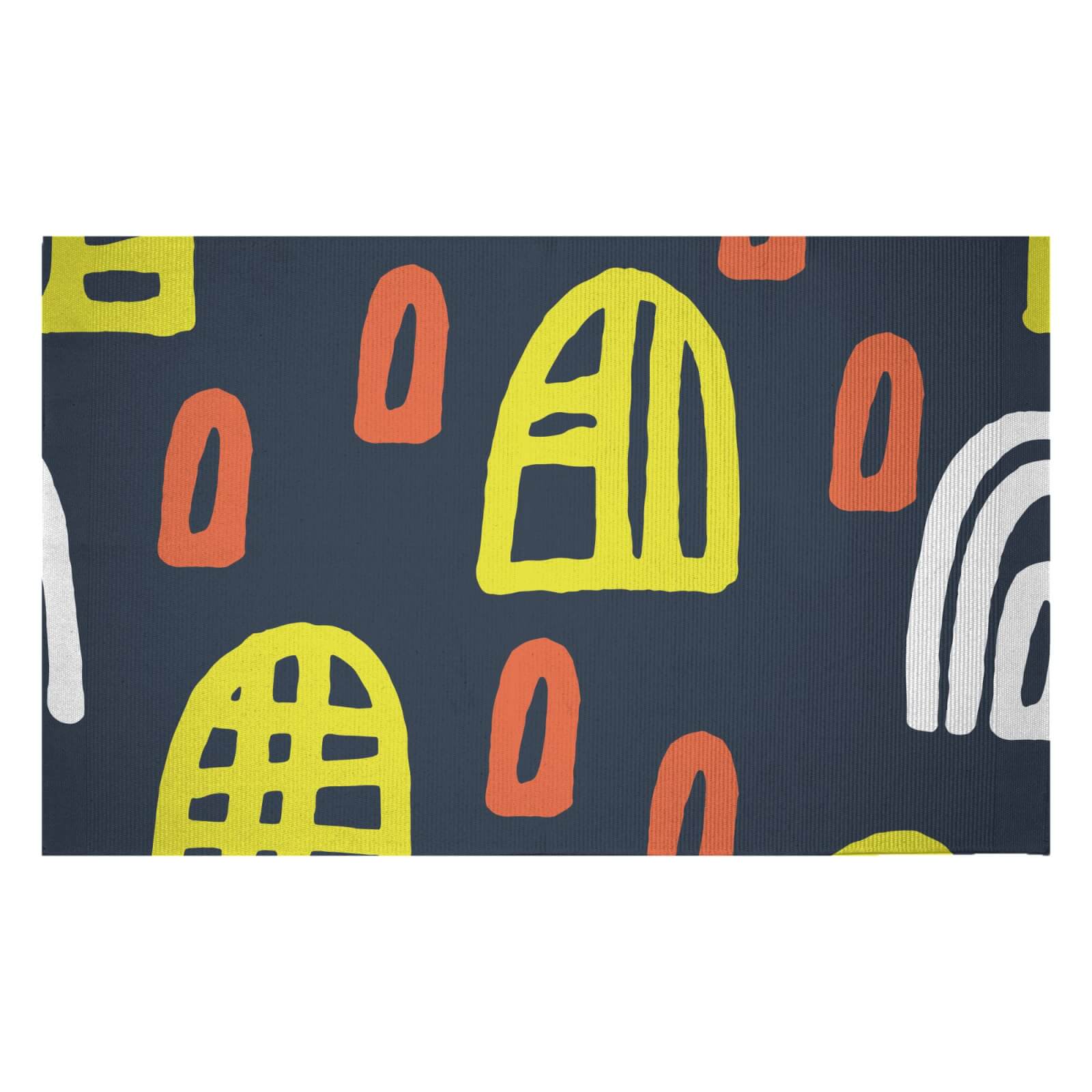 Abstract Tribal Semi Circle Patterns Woven Rug - Small