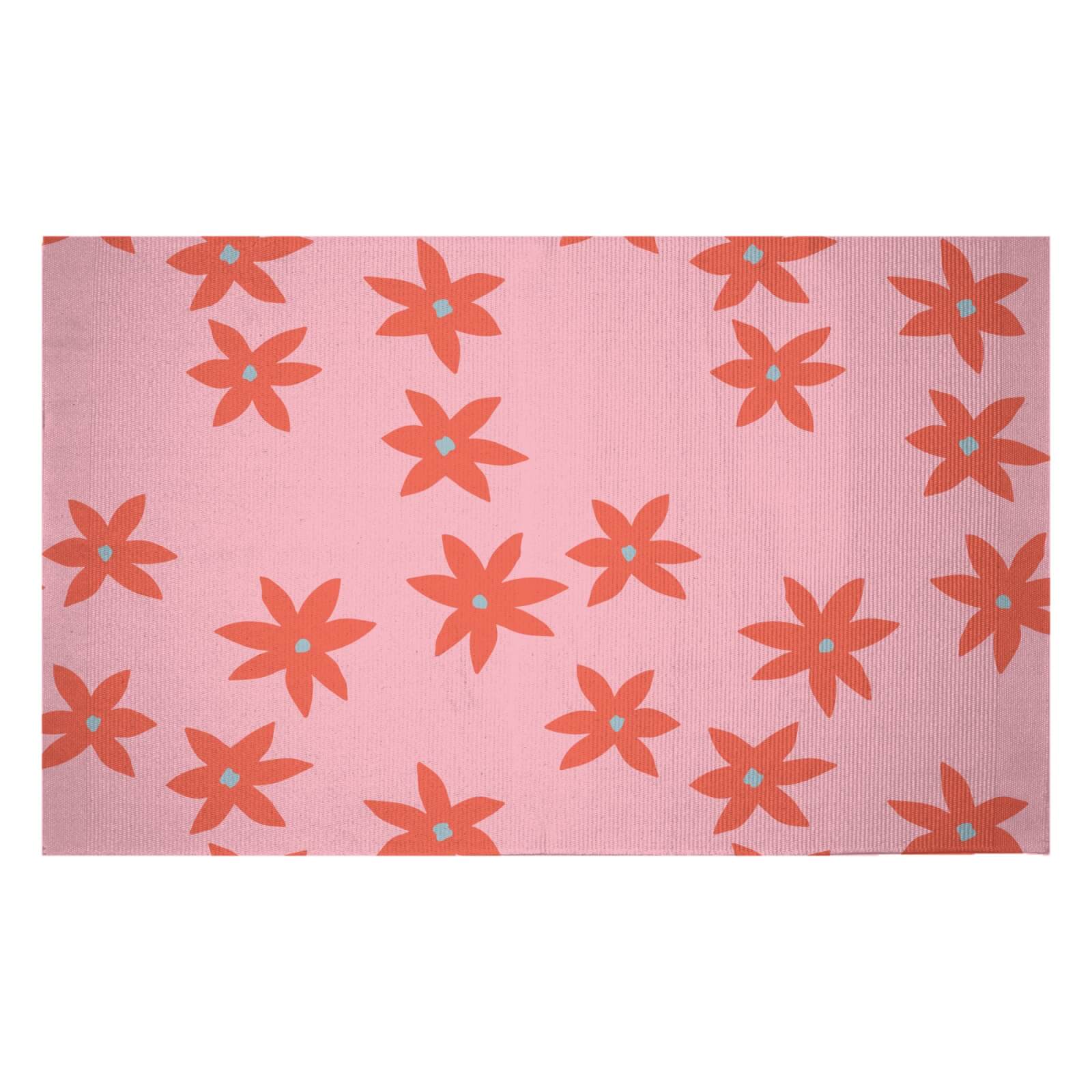 Scattered Star Flowers Woven Rug - Small