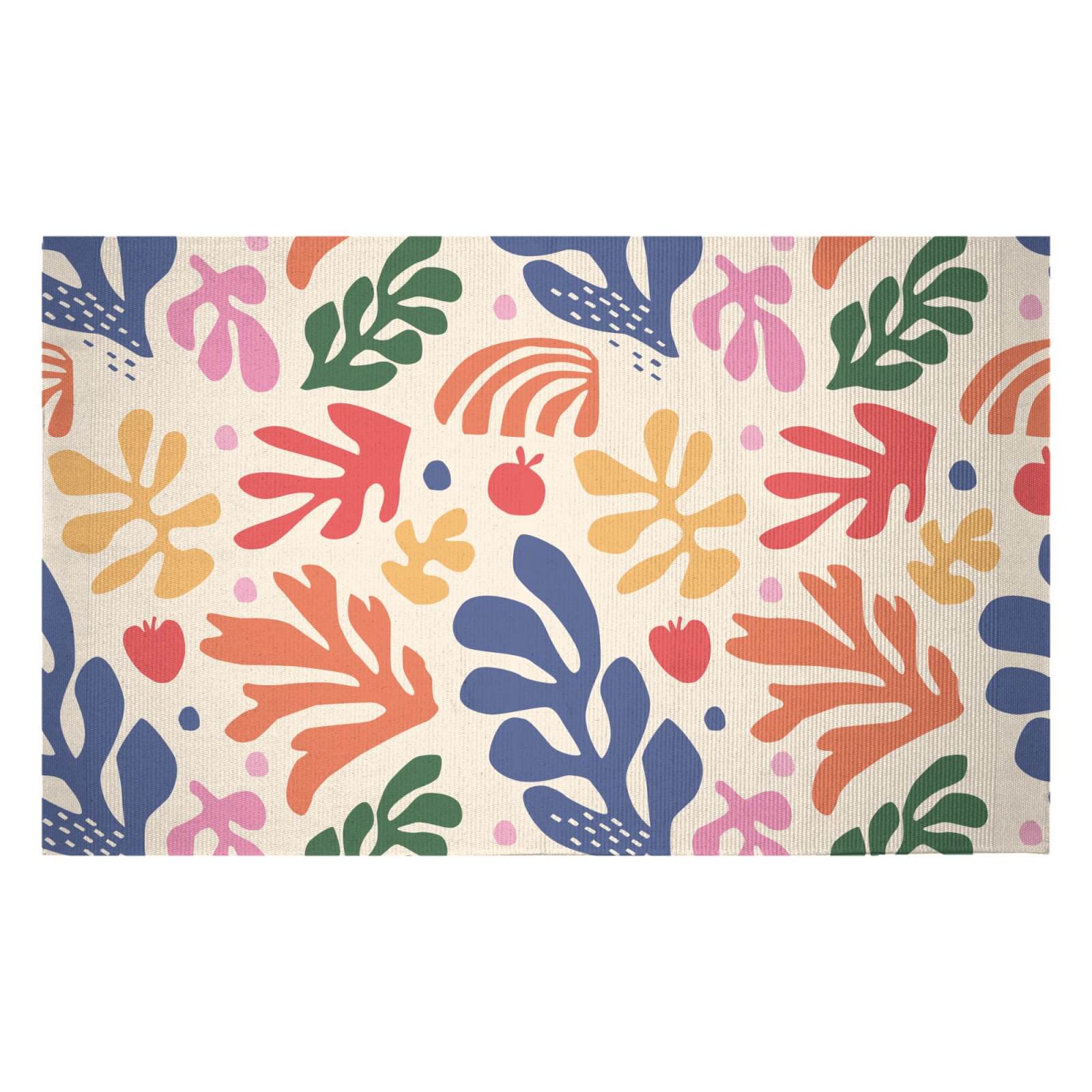 Nude Rainbow Leaves Woven Rug - Small