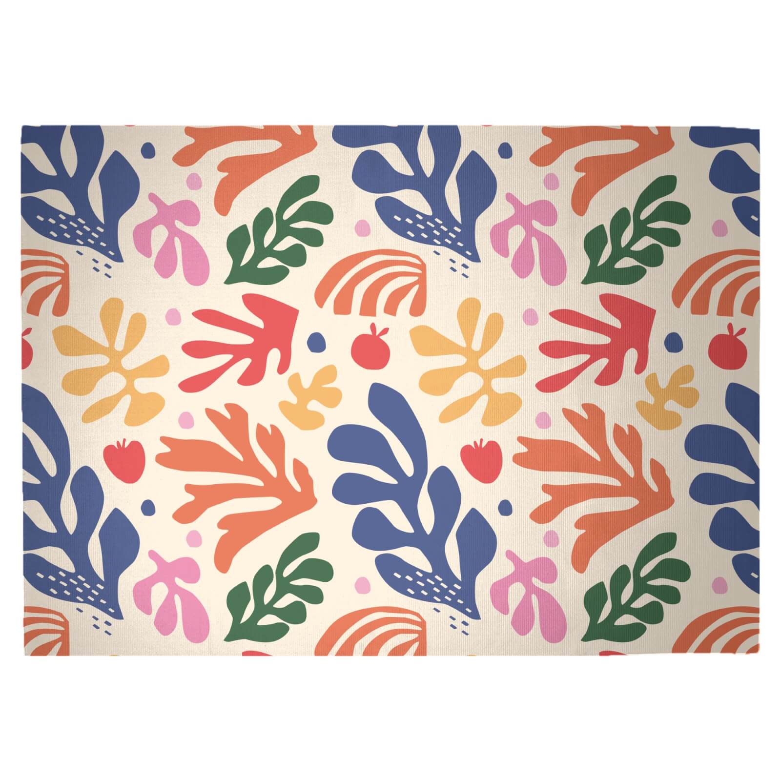 Nude Rainbow Leaves Woven Rug - Large