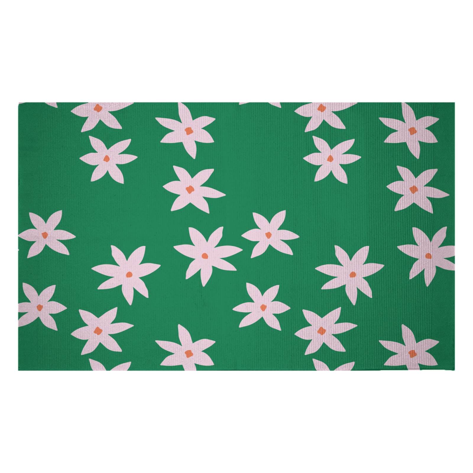 Retro Pressed Flowers Woven Rug - Small