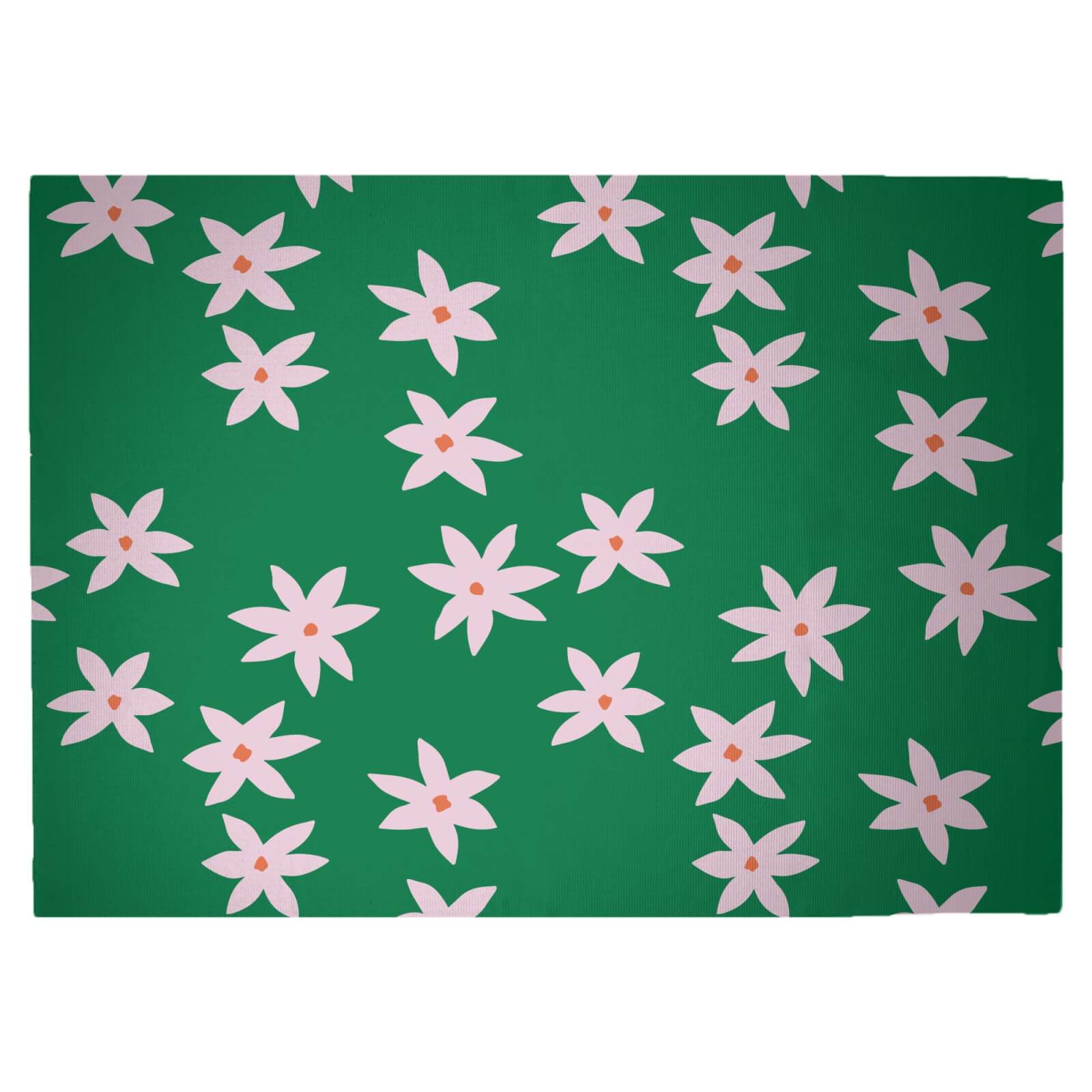 Retro Pressed Flowers Woven Rug - Large