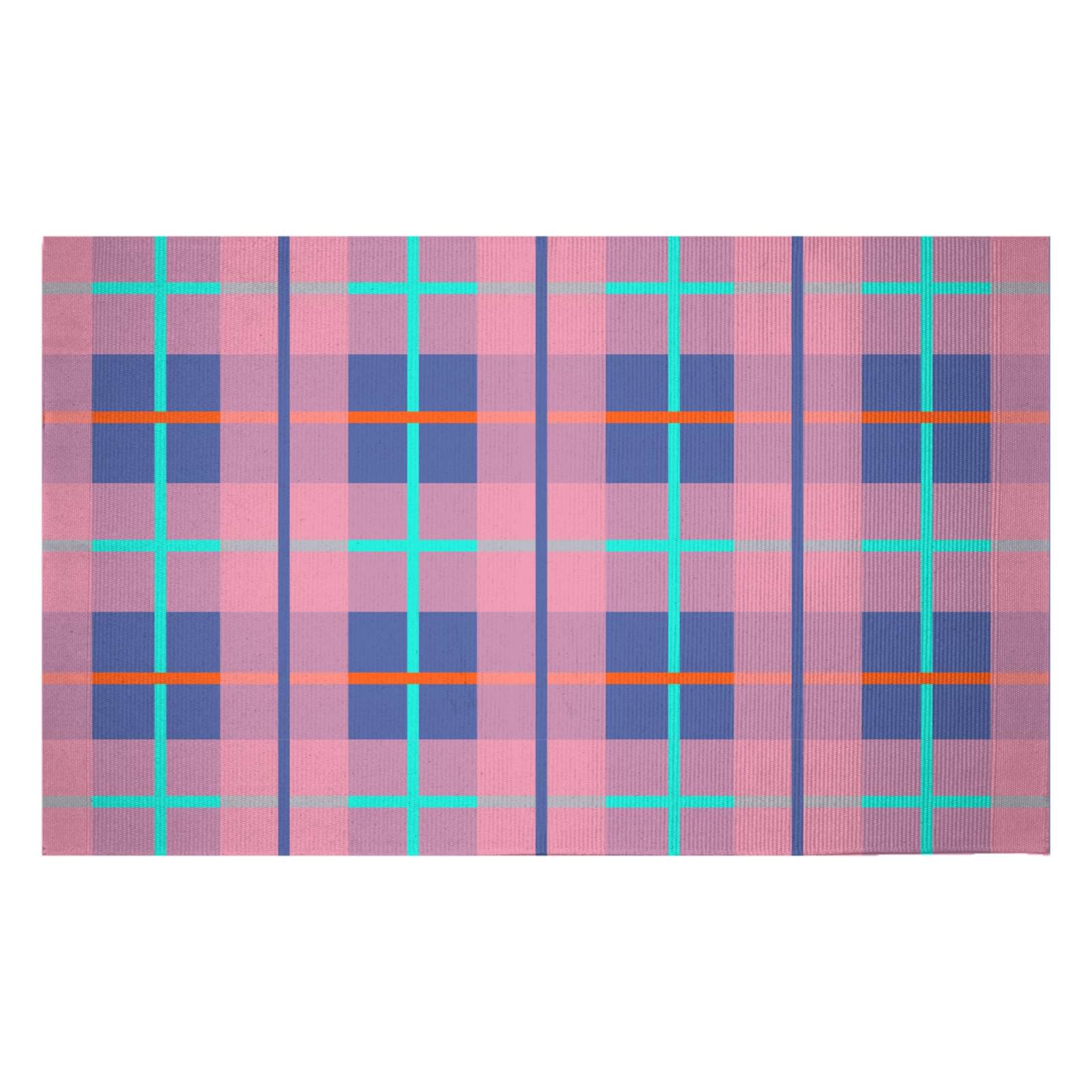 Modern Tartan Woven Rug - Small