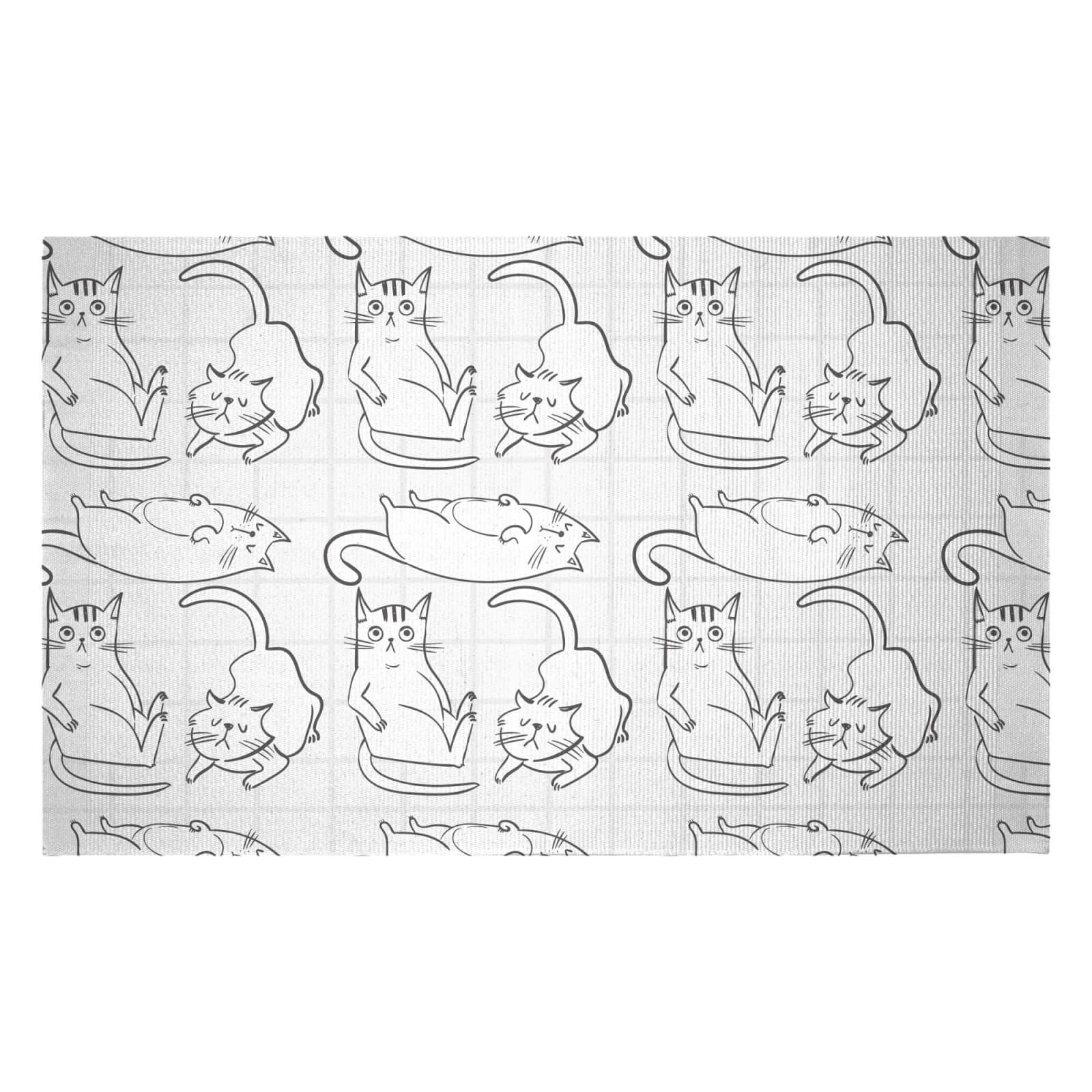 Cat Outline Pattern Woven Rug - Small