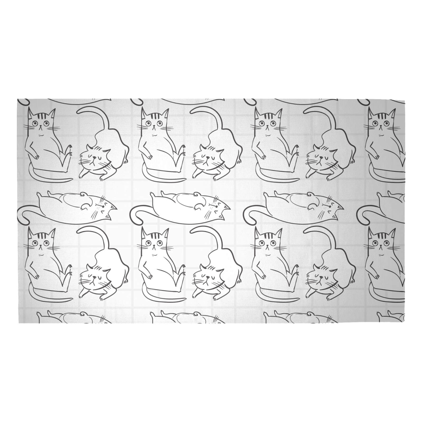 Cat Outline Pattern Woven Rug - Medium