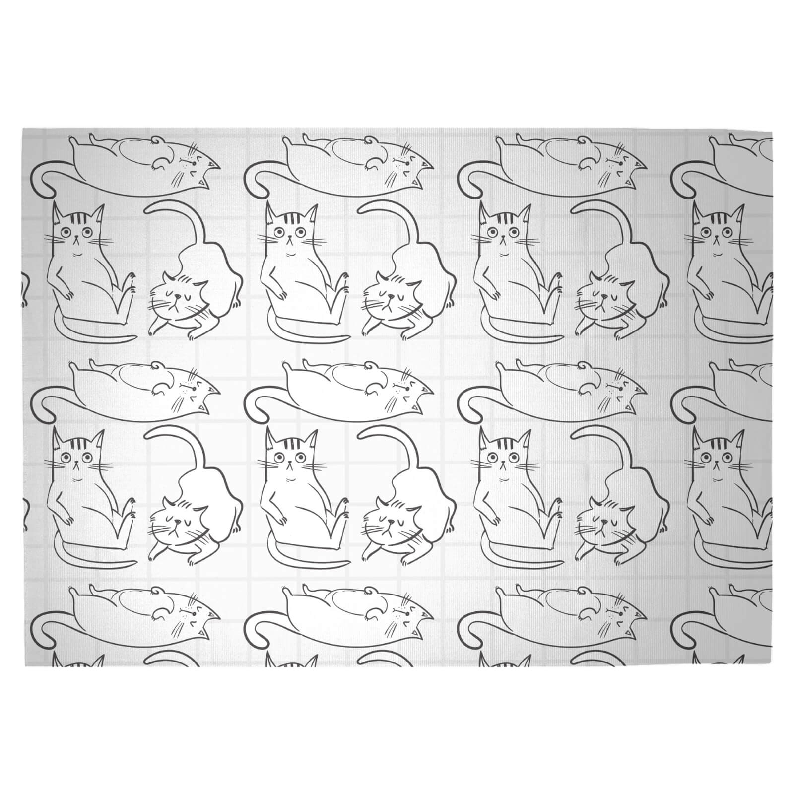 Cat Outline Pattern Woven Rug - Large