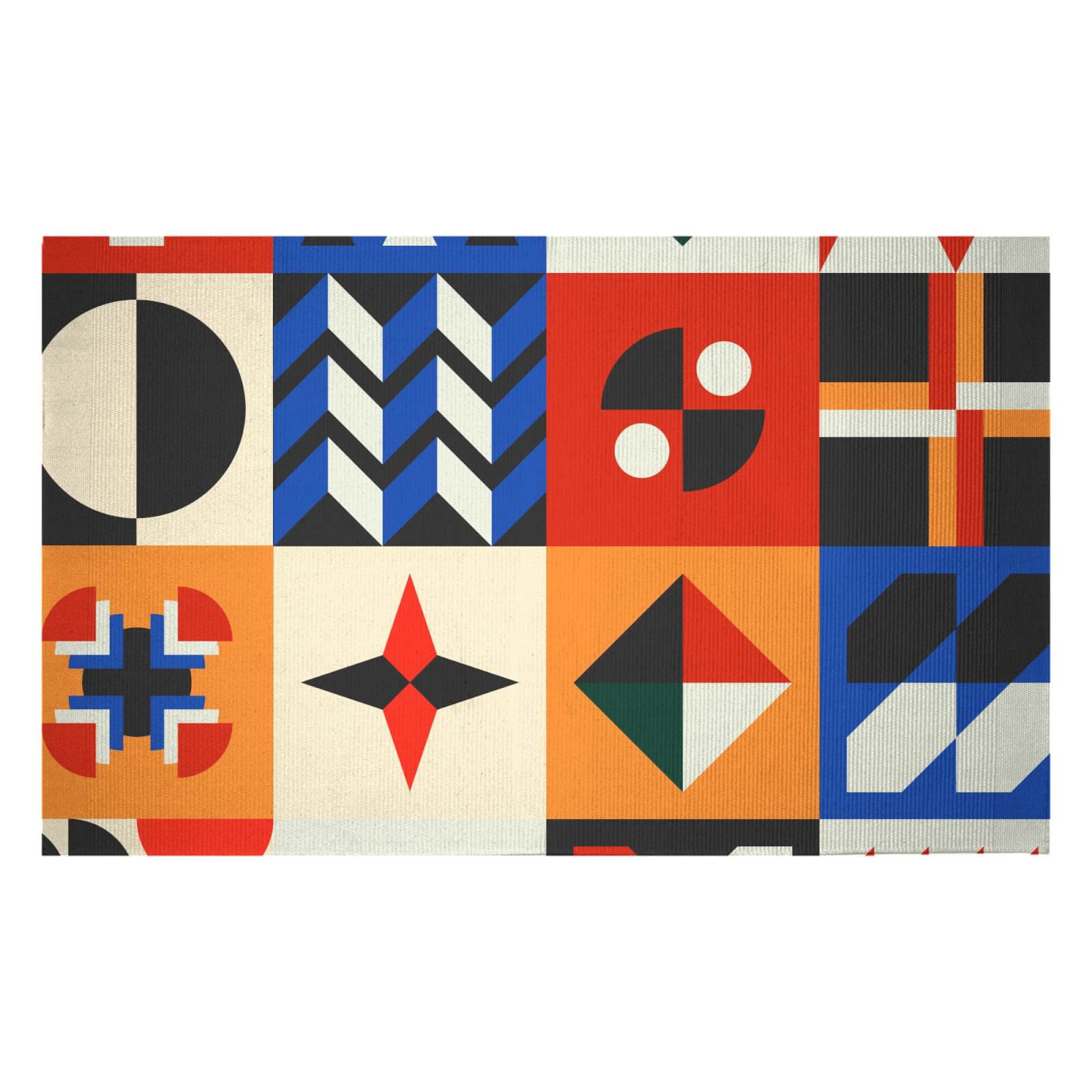 African Inspired Geometric Pattern Woven Rug - Small