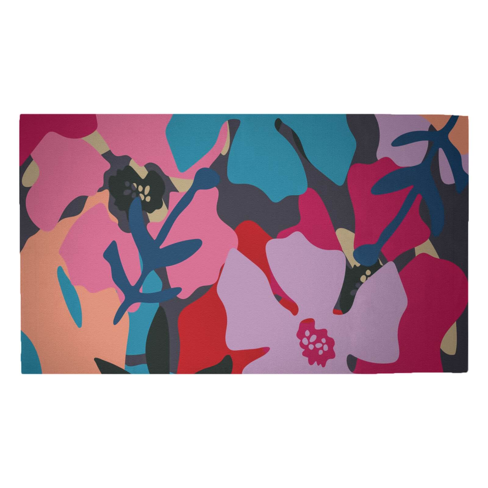 Giant Retro Flowers Woven Rug - Medium