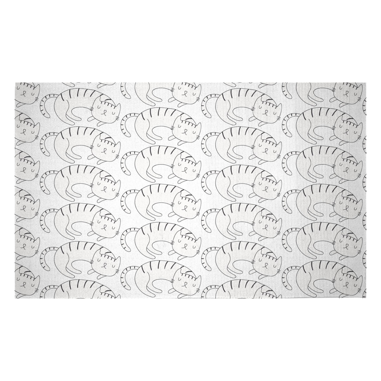 Curled Up Cat Woven Rug - Small