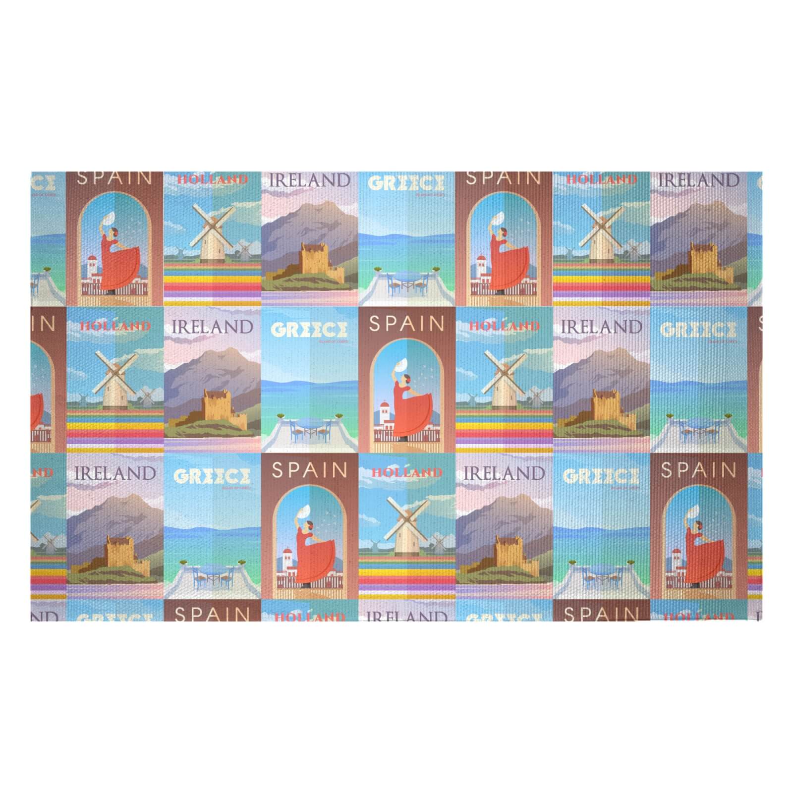 Travelling Around Europe Woven Rug - Small