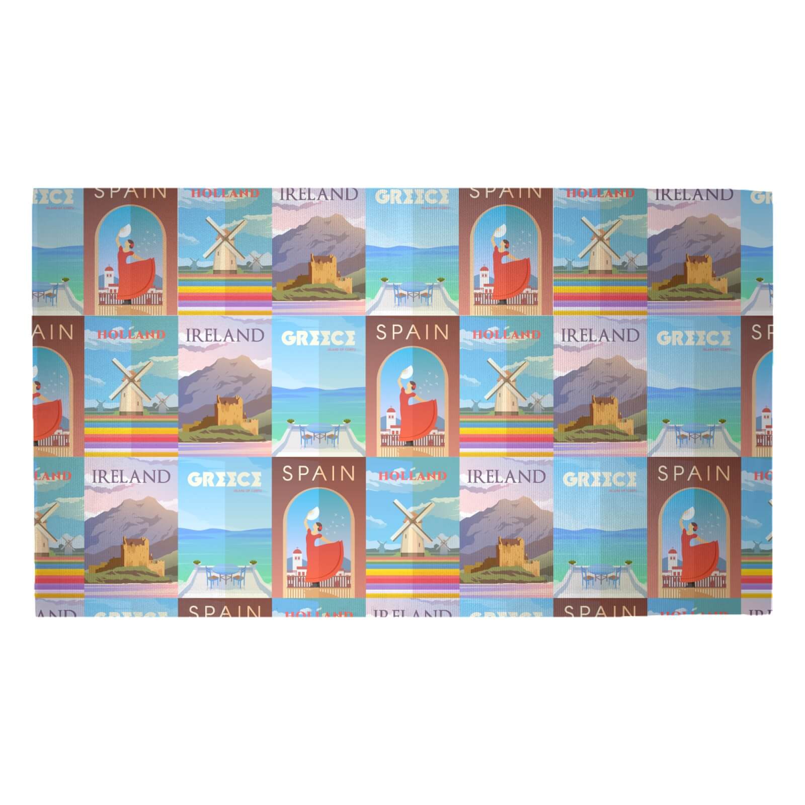 Travelling Around Europe Woven Rug - Medium