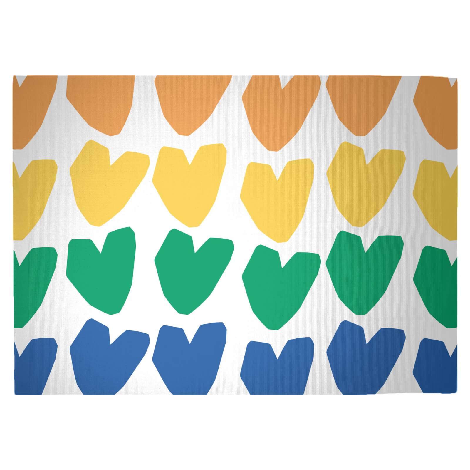 Rainbow Hearts Woven Rug - Large