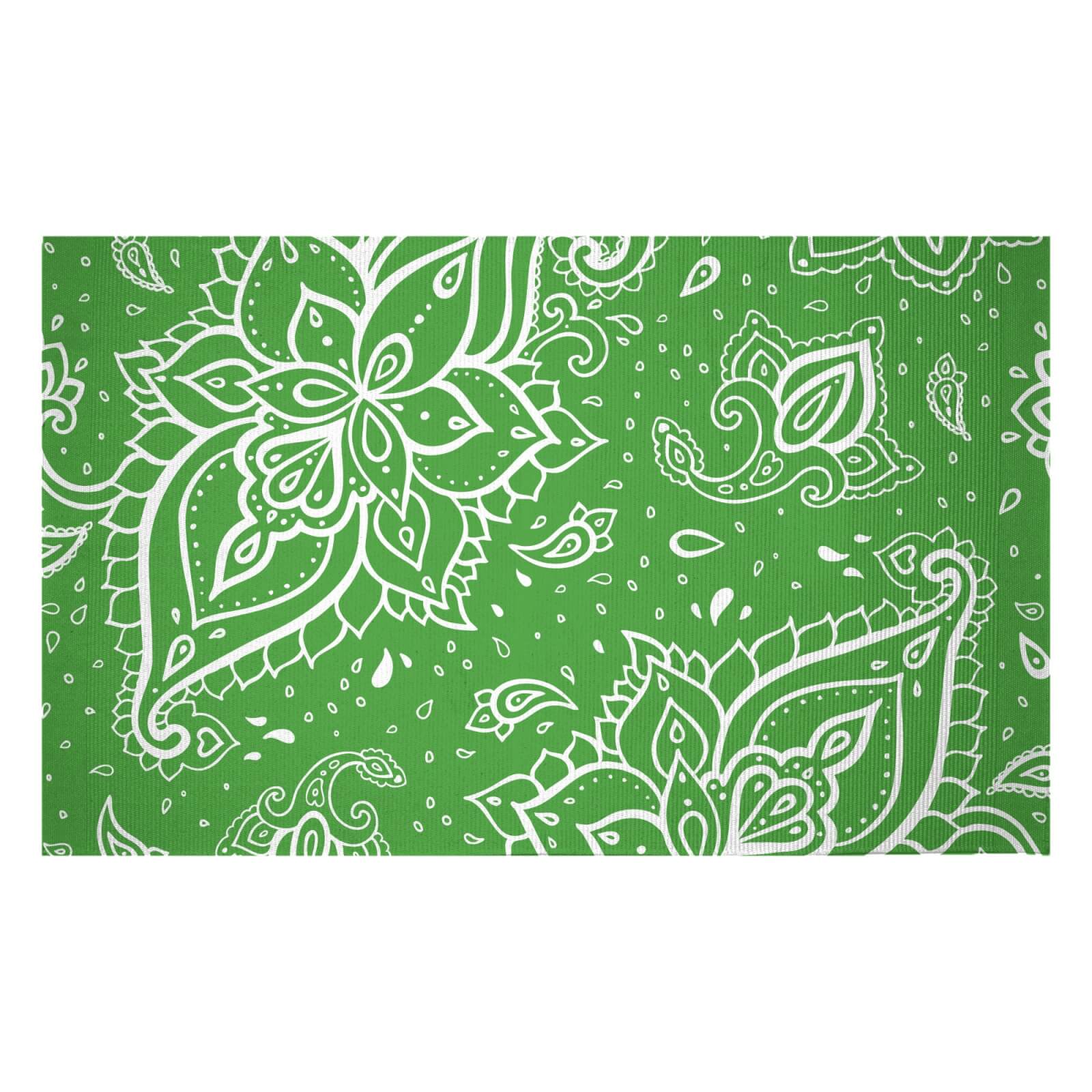 Bright Green Paisley Woven Rug - Small