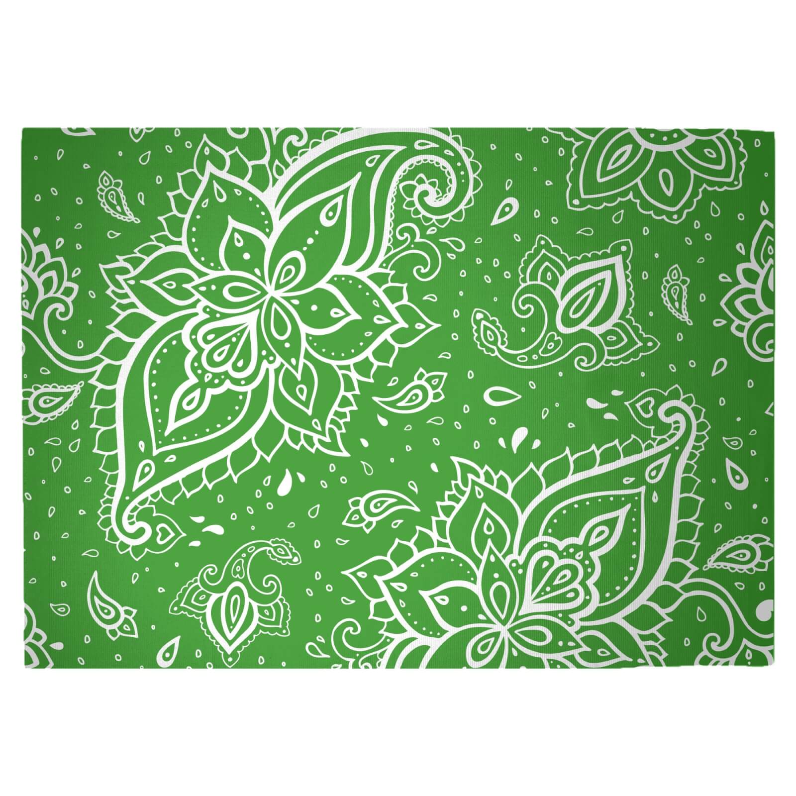 Bright Green Paisley Woven Rug - Large