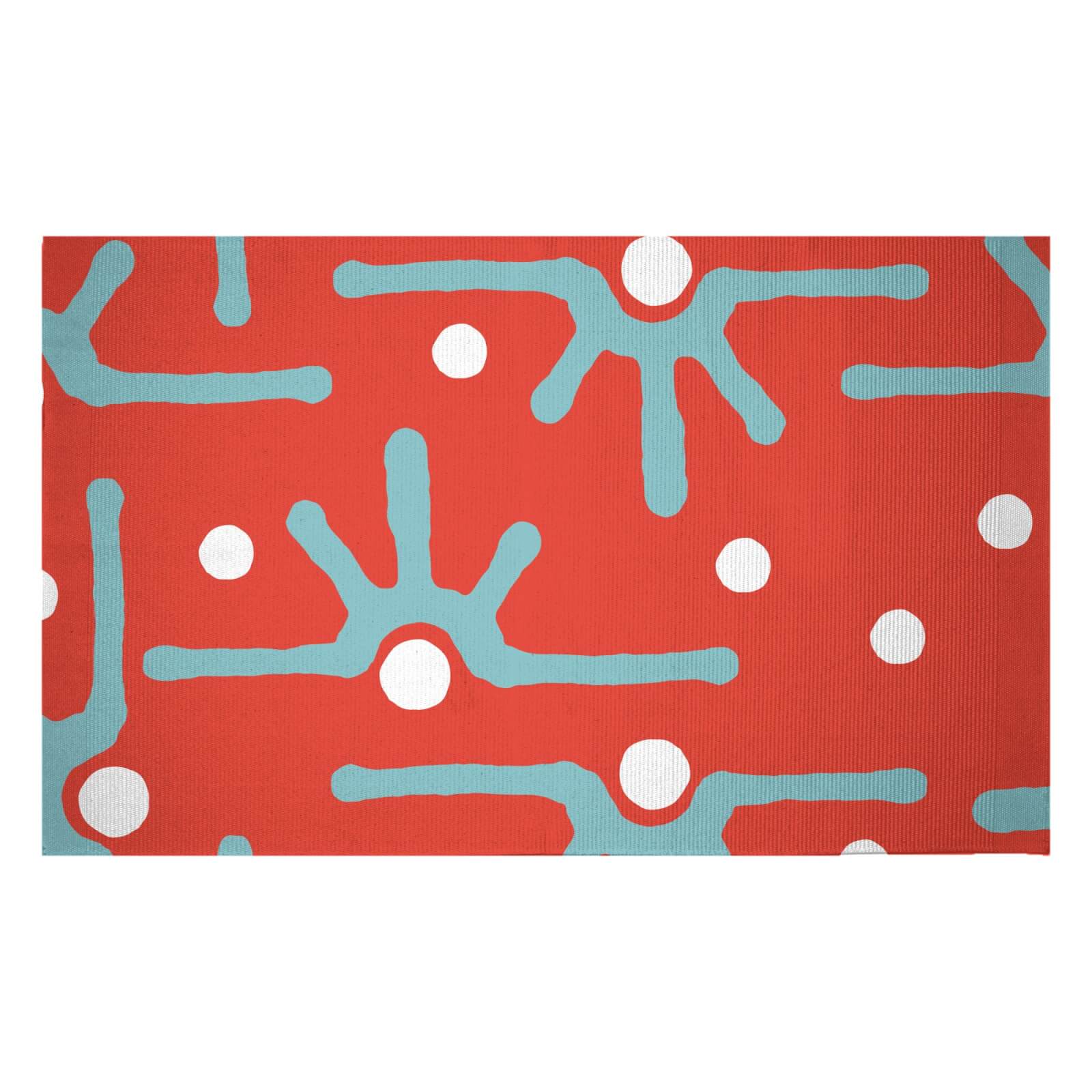 Abstract Tribal Red Pattern Woven Rug - Small