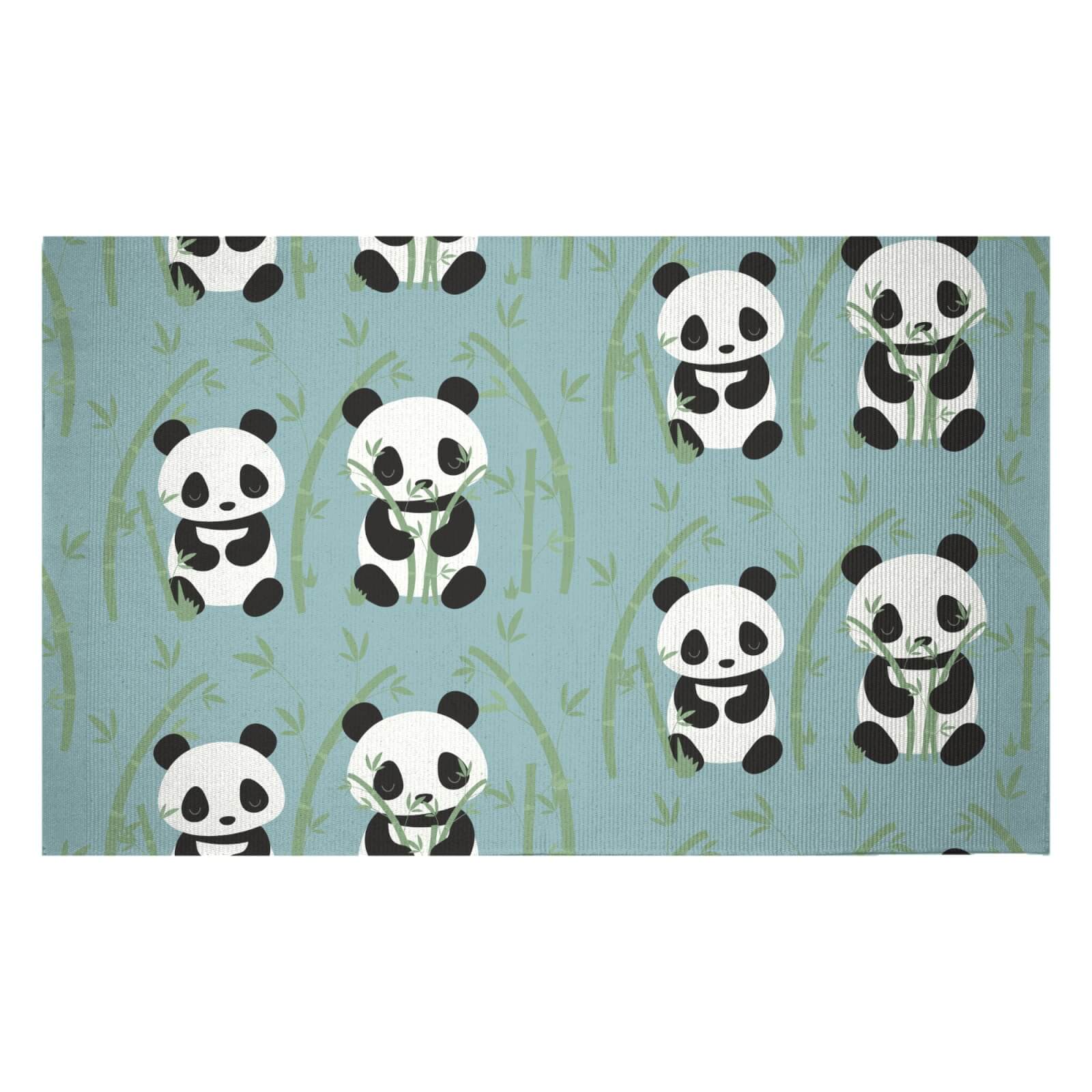 Panda Couple Woven Rug - Small
