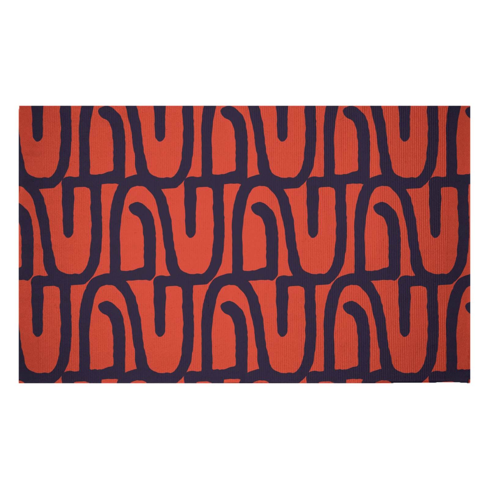 Abstract Tribal Red & Navy Pattern Woven Rug - Small