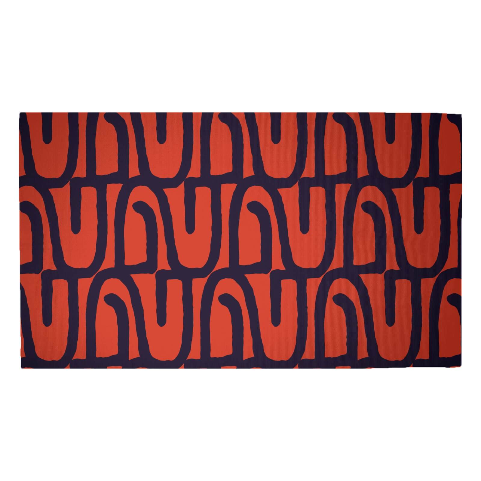 Abstract Tribal Red & Navy Pattern Woven Rug - Medium