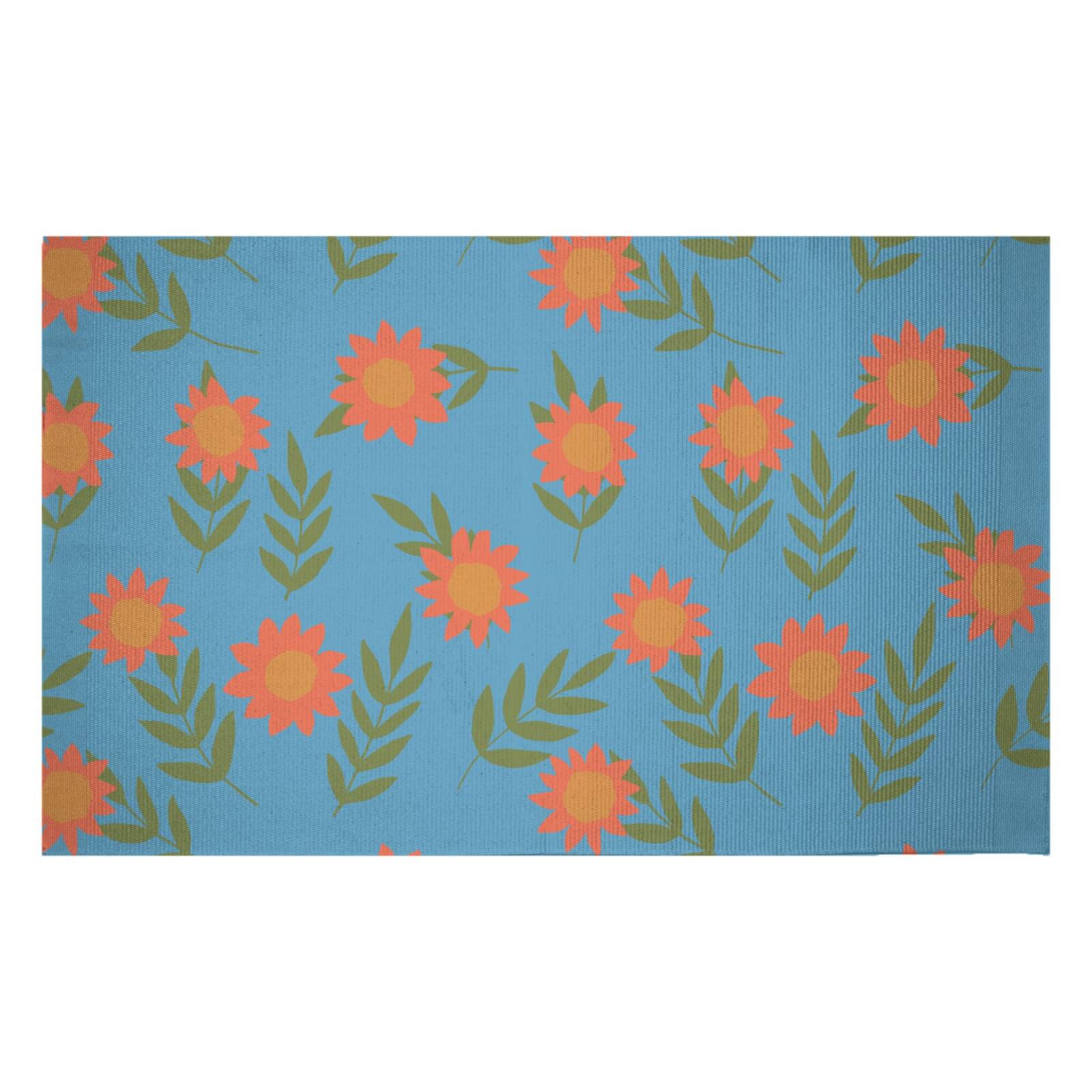 Retro Sunflowers Woven Rug - Small