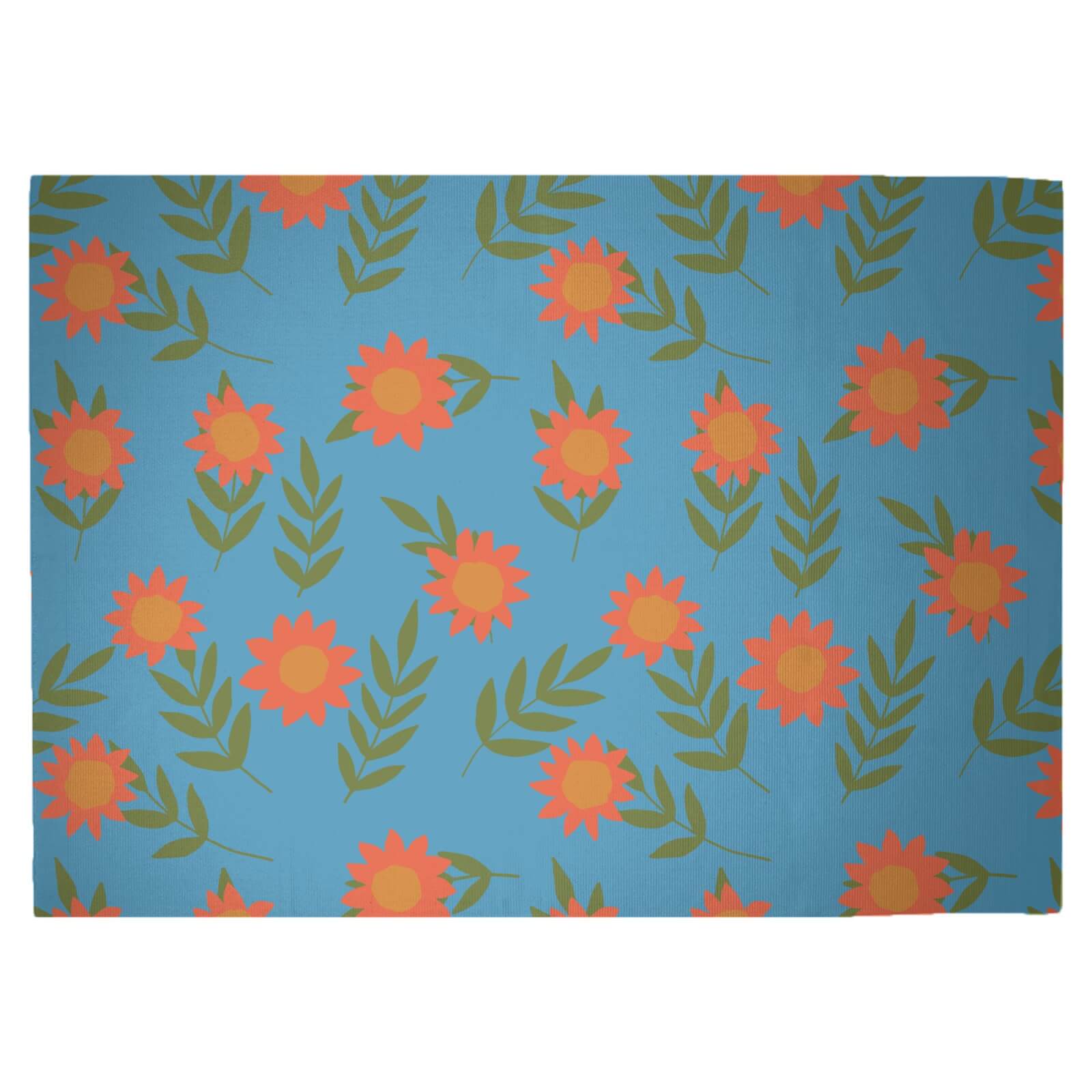 Retro Sunflowers Woven Rug - Large