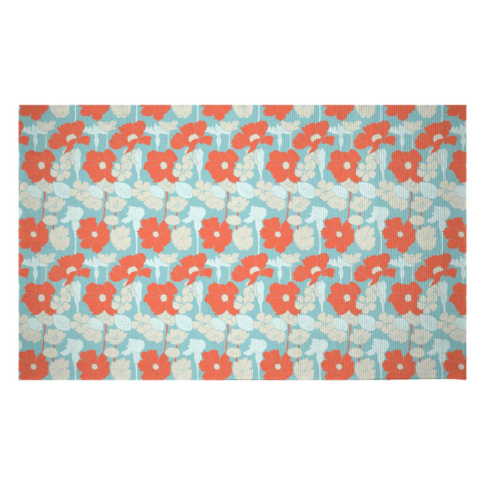 Bright 60s Flower Woven Rug - Small