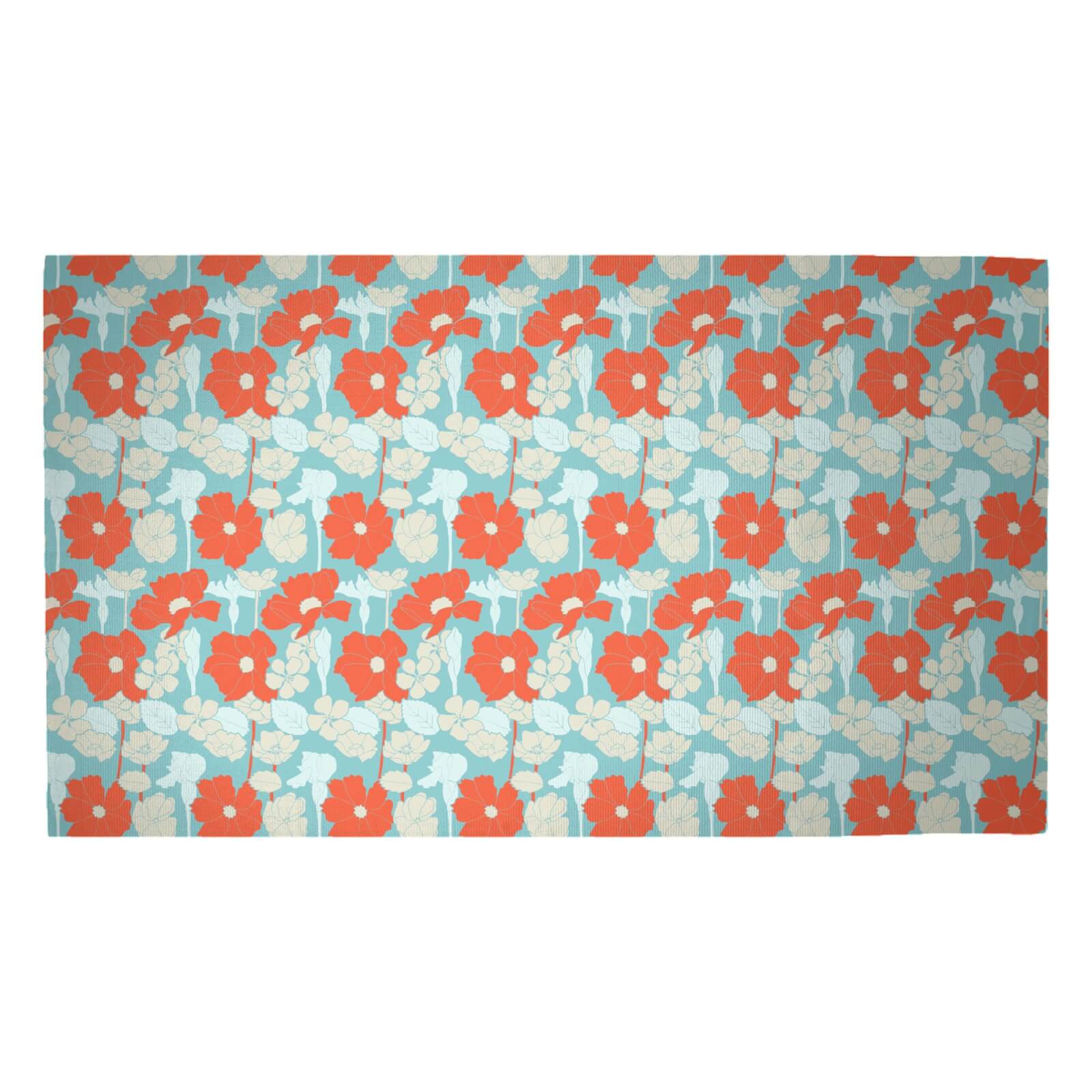 Bright 60s Flower Woven Rug - Medium